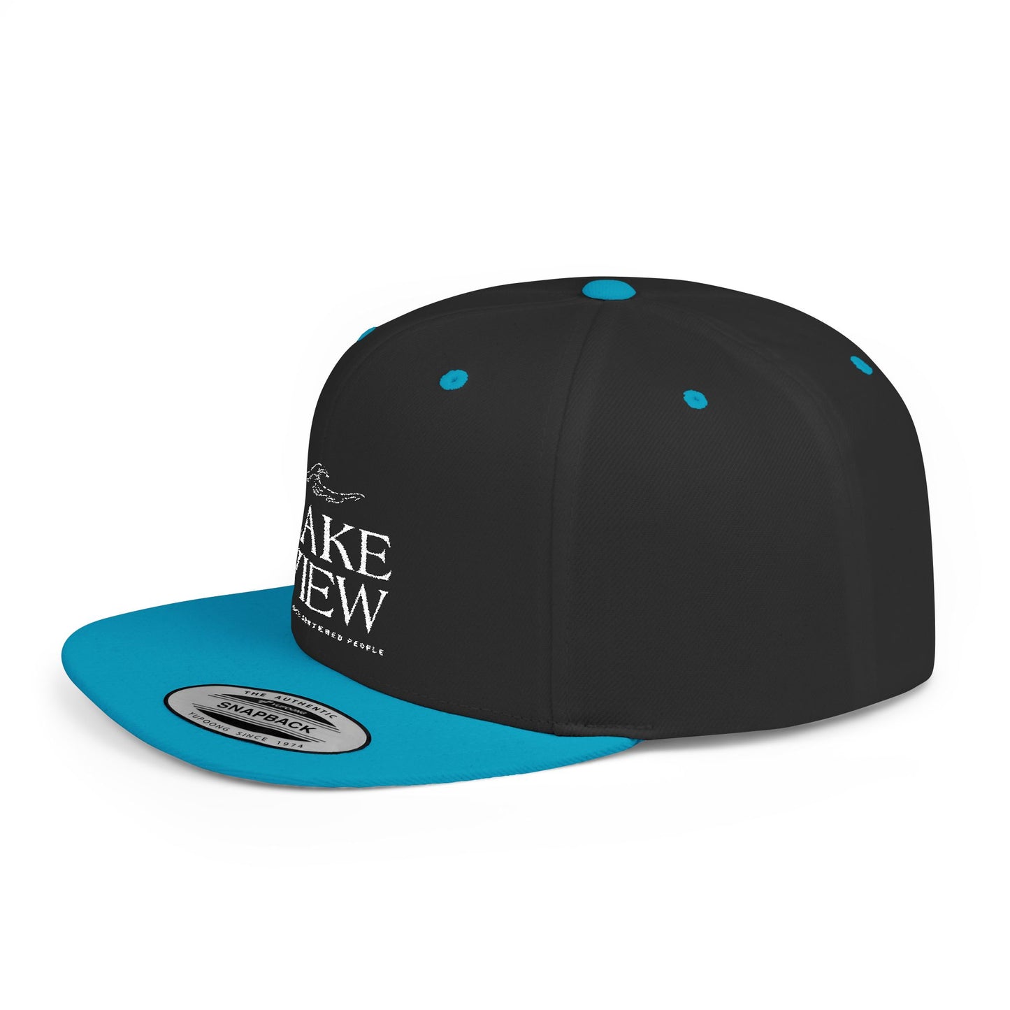 Lakeview Flat Bill Snapback Hat - Trendy Outdoor Cap for Adventure Lovers, Casual Wear, Lake Days, Gift for Nature Enthusiasts