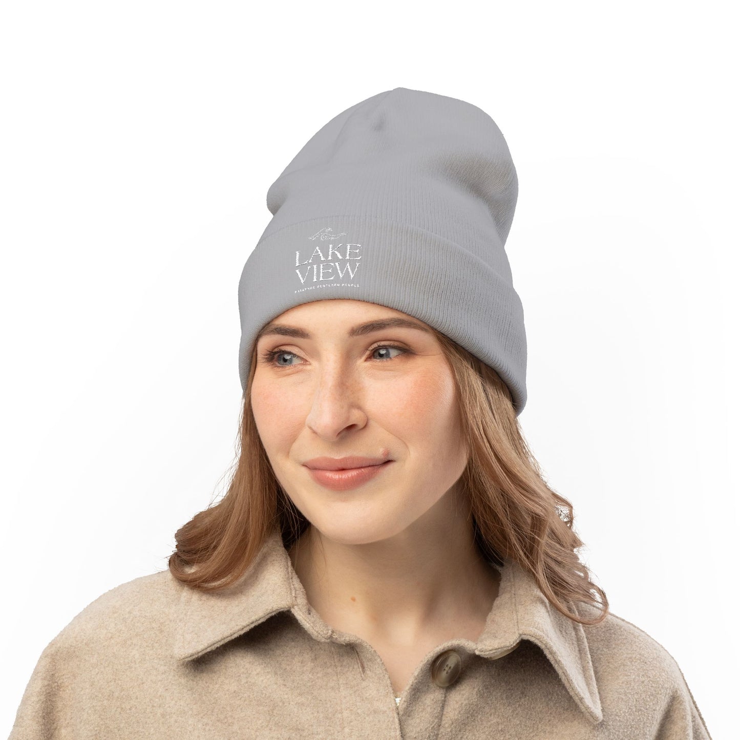 Cozy Lakeview Knit Beanie, Embroidered Winter Hat, Outdoor Accessory, Gift for Him/Her, Ski Trip Beanie