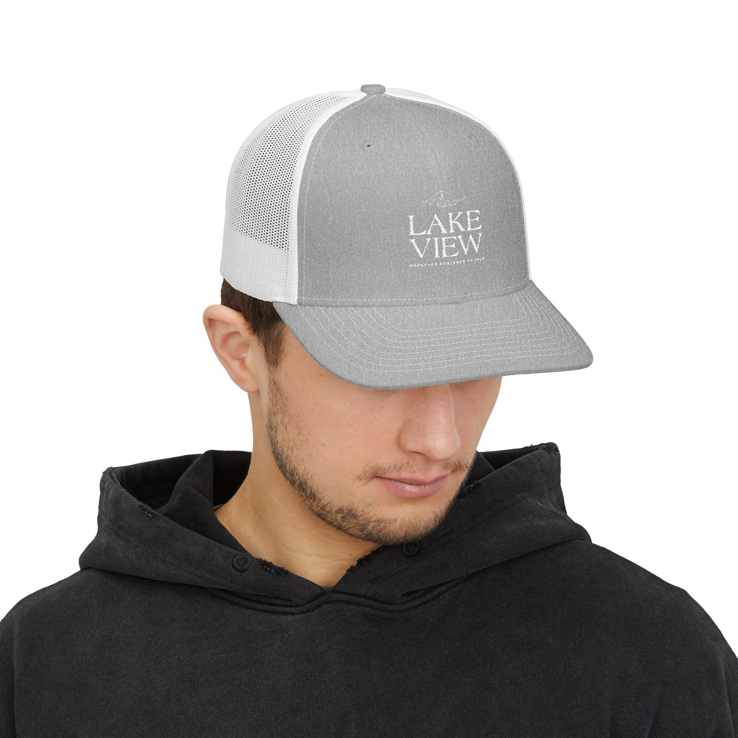 Stylish Lakeview Trucker Cap, Outdoor Hat, Custom Embroidered Cap, Perfect Gift for Nature Lovers, Summer Accessory, Adventure Gear