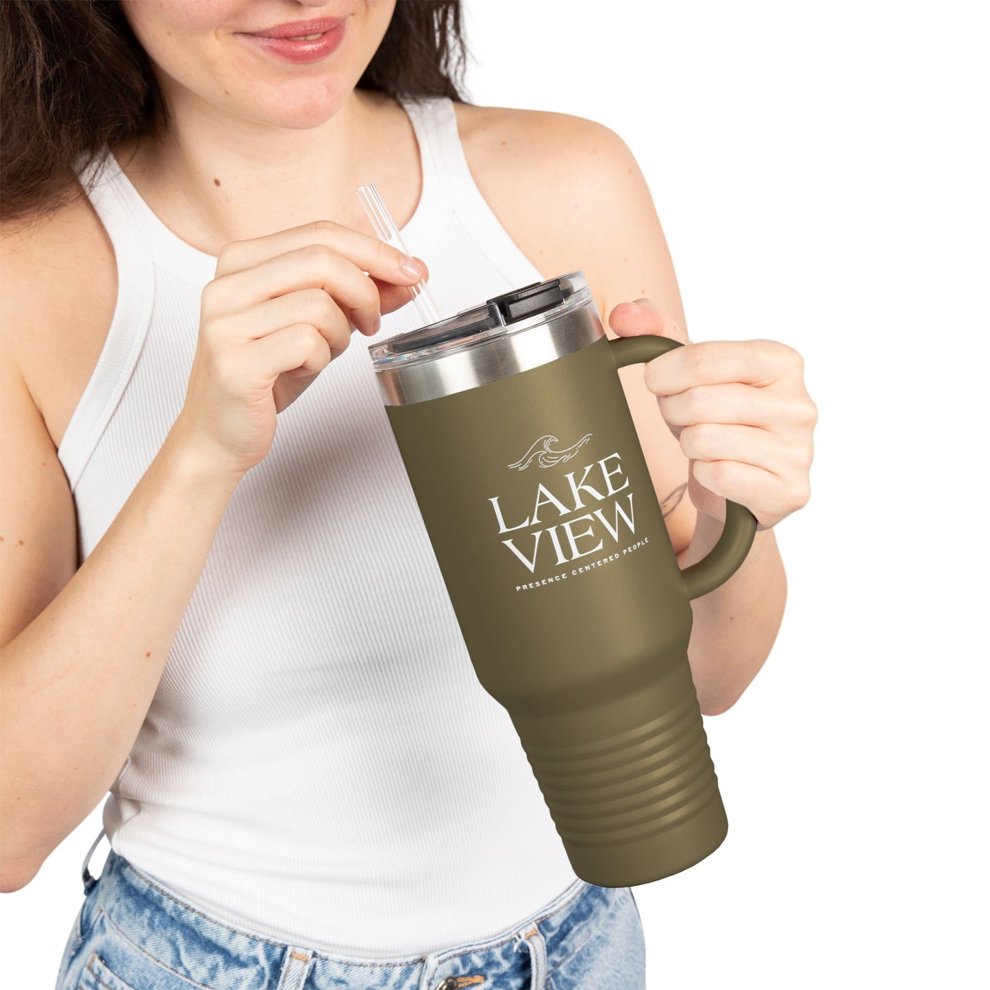 Stylish Insulated Travel Mug, 40oz - Perfect for Coffee Lovers, Outdoor Adventures, Lake Life, Gifts for Friends, Summer BBQs