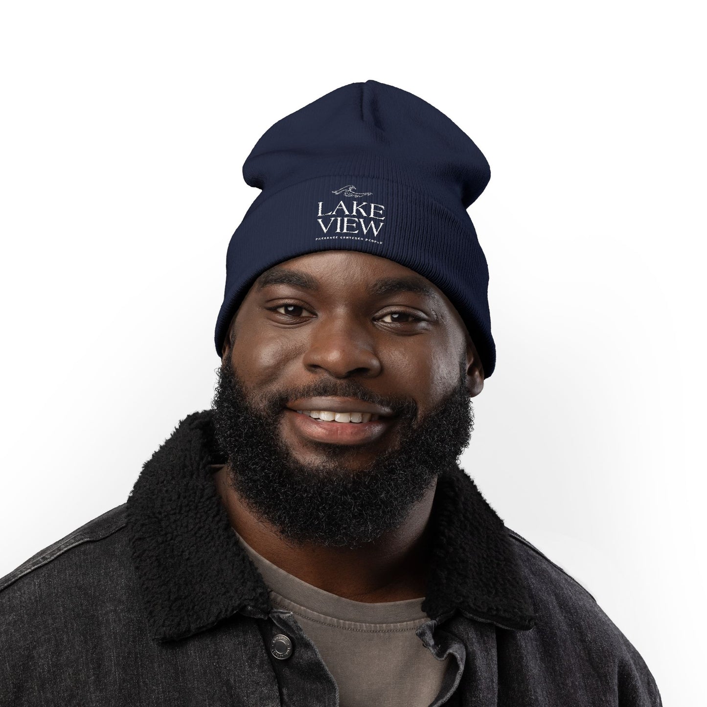 Cozy Lakeview Knit Beanie, Embroidered Winter Hat, Outdoor Accessory, Gift for Him/Her, Ski Trip Beanie