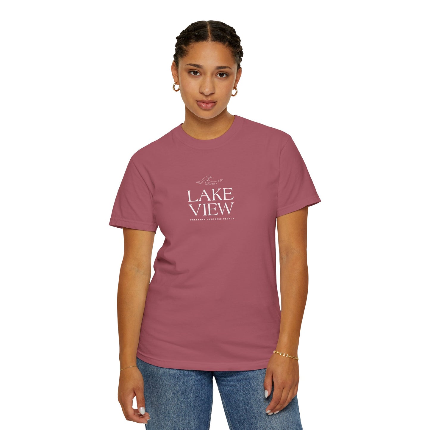 Lakeview Garment-Dyed T-shirt, Relaxed Summer Tee, Casual Outdoor Apparel, Gift for Nature Lovers, Lake House Decor