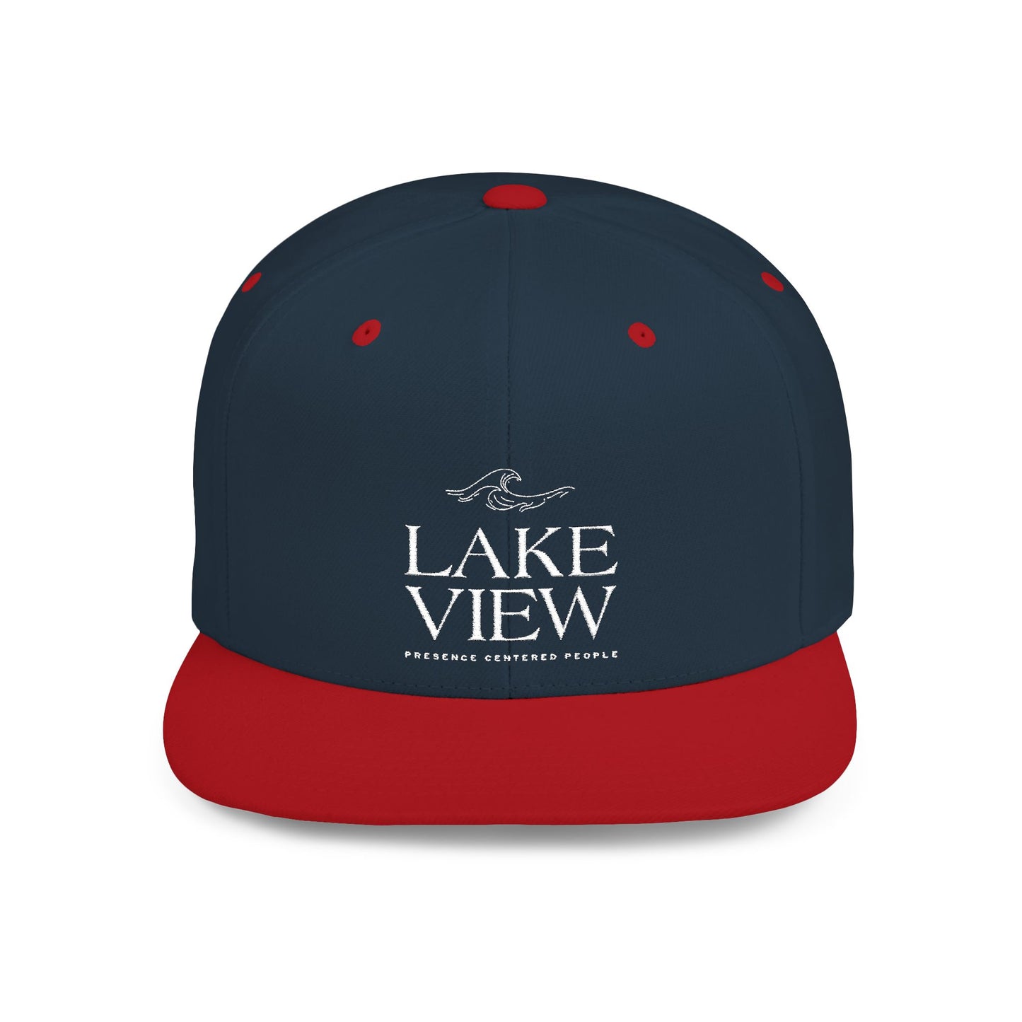 Lakeview Flat Bill Snapback Hat - Trendy Outdoor Cap for Adventure Lovers, Casual Wear, Lake Days, Gift for Nature Enthusiasts