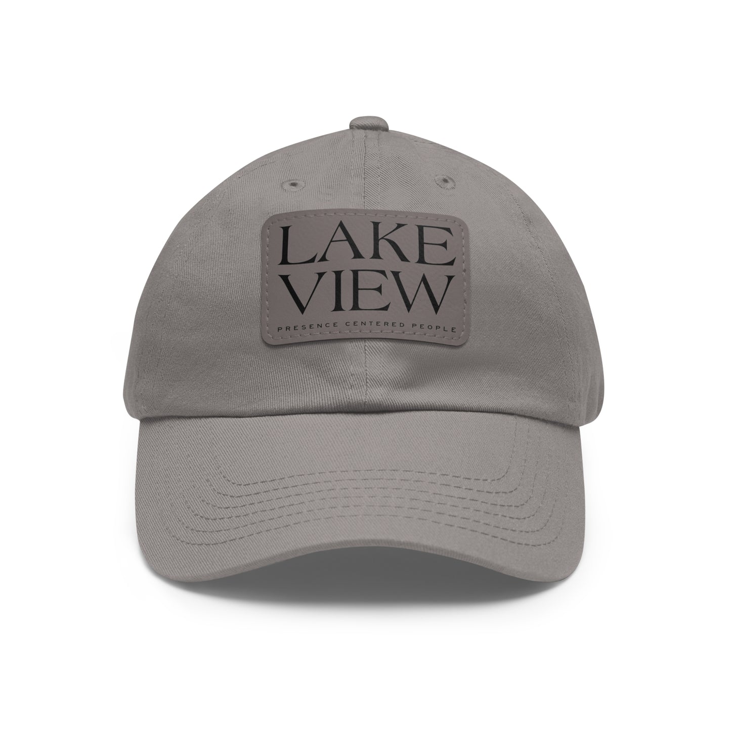 Lakeview Leather Patch Dad Hat, Casual Cotton Cap for Outdoors, Summer Style, Gift for Dad, Unisex Hat for All Occasions
