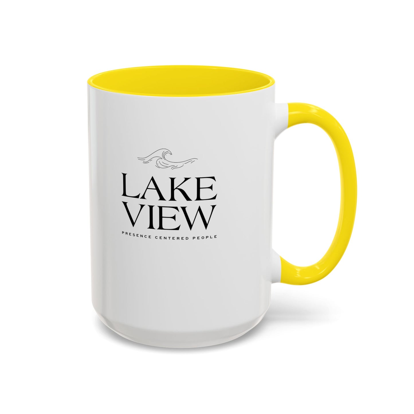 Lakeview Coffee Mug, Personalized Gift, Black Accent Mug, Home Decor, Coffee Lover Gift, Inspirational Kitchenware