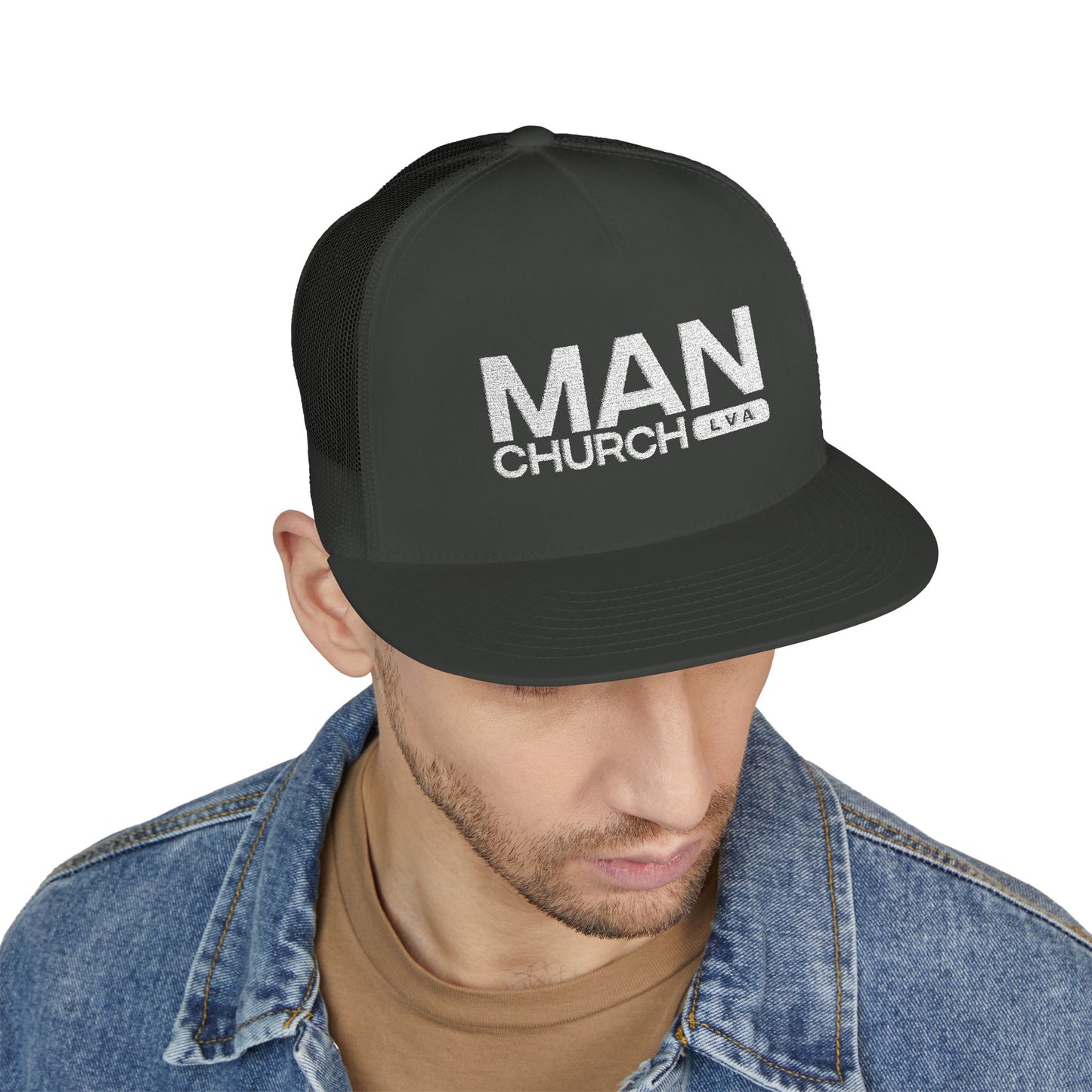 Men's Embroidered Trucker Cap - ManChurch Hat, Great for Casual Outings, Gifts, Outdoor Activities, Father’s Day, Church Events