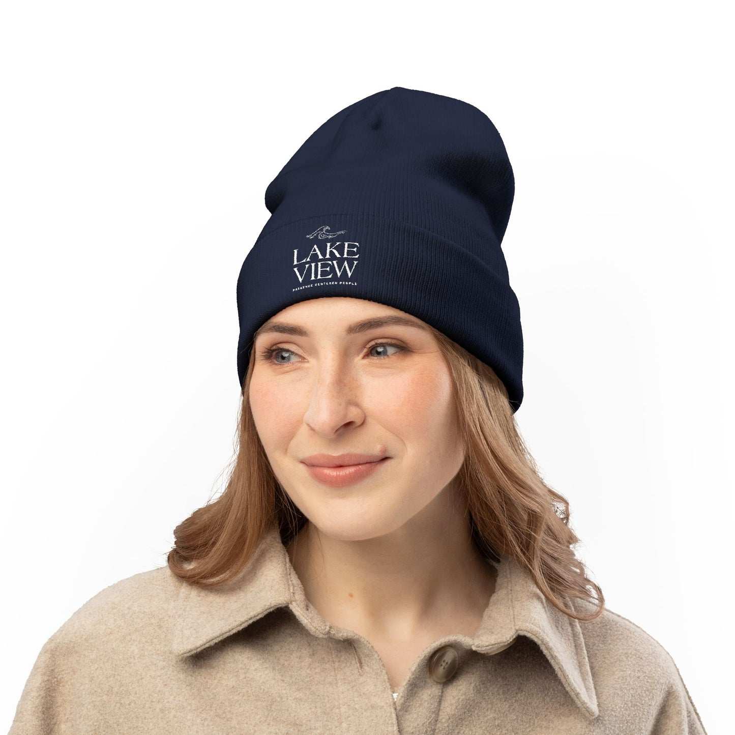 Cozy Lakeview Knit Beanie, Embroidered Winter Hat, Outdoor Accessory, Gift for Him/Her, Ski Trip Beanie
