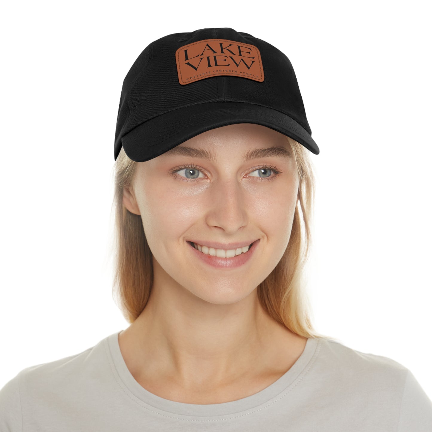 Lakeview Leather Patch Dad Hat, Casual Cotton Cap for Outdoors, Summer Style, Gift for Dad, Unisex Hat for All Occasions