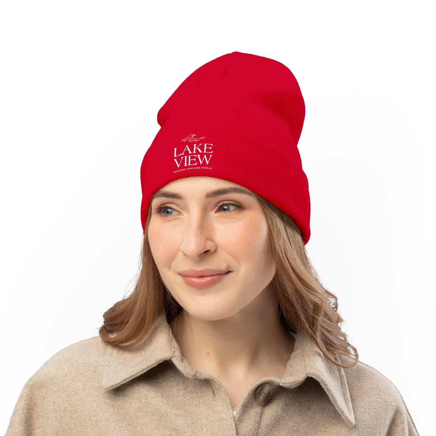 Cozy Lakeview Knit Beanie, Embroidered Winter Hat, Outdoor Accessory, Gift for Him/Her, Ski Trip Beanie
