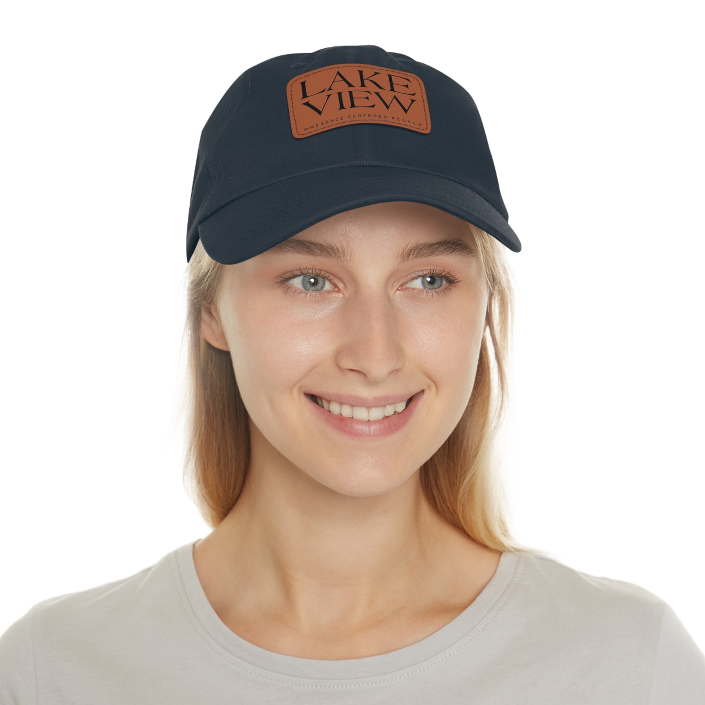 Lakeview Leather Patch Dad Hat, Casual Cotton Cap for Outdoors, Summer Style, Gift for Dad, Unisex Hat for All Occasions