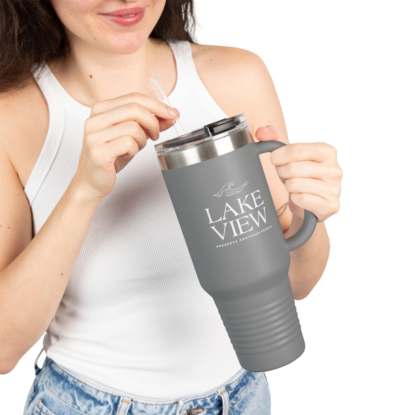 Stylish Insulated Travel Mug, 40oz - Perfect for Coffee Lovers, Outdoor Adventures, Lake Life, Gifts for Friends, Summer BBQs