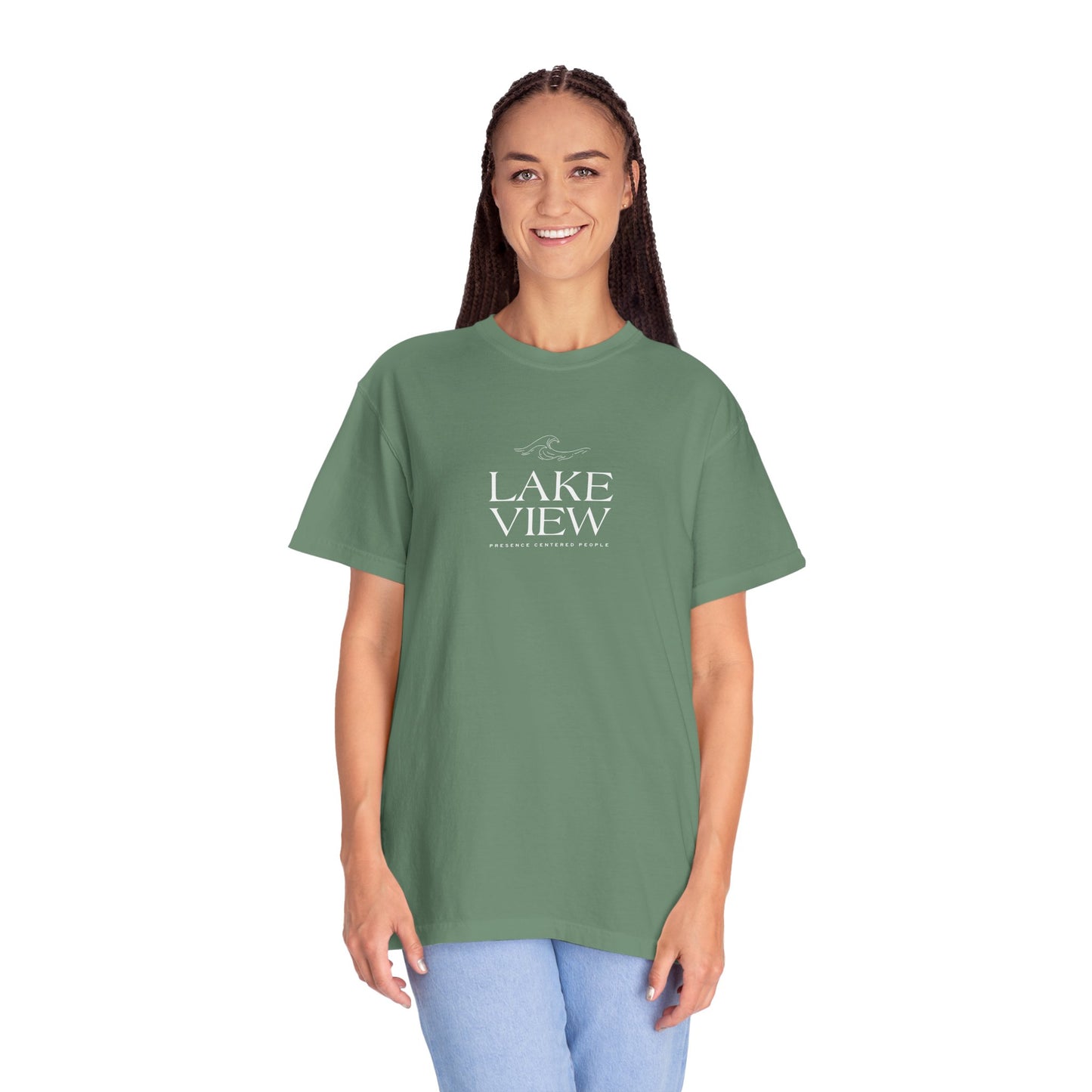 Lakeview Garment-Dyed T-shirt, Relaxed Summer Tee, Casual Outdoor Apparel, Gift for Nature Lovers, Lake House Decor
