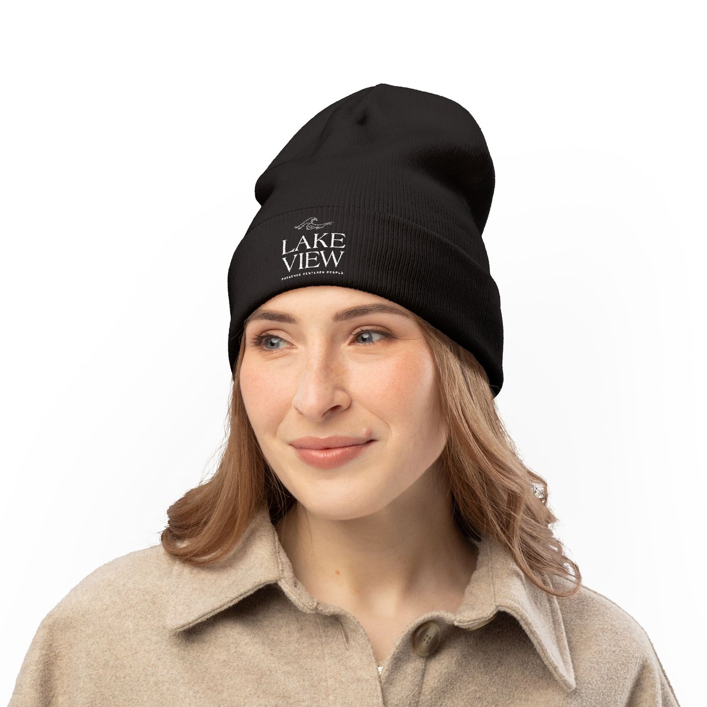 Cozy Lakeview Knit Beanie, Embroidered Winter Hat, Outdoor Accessory, Gift for Him/Her, Ski Trip Beanie