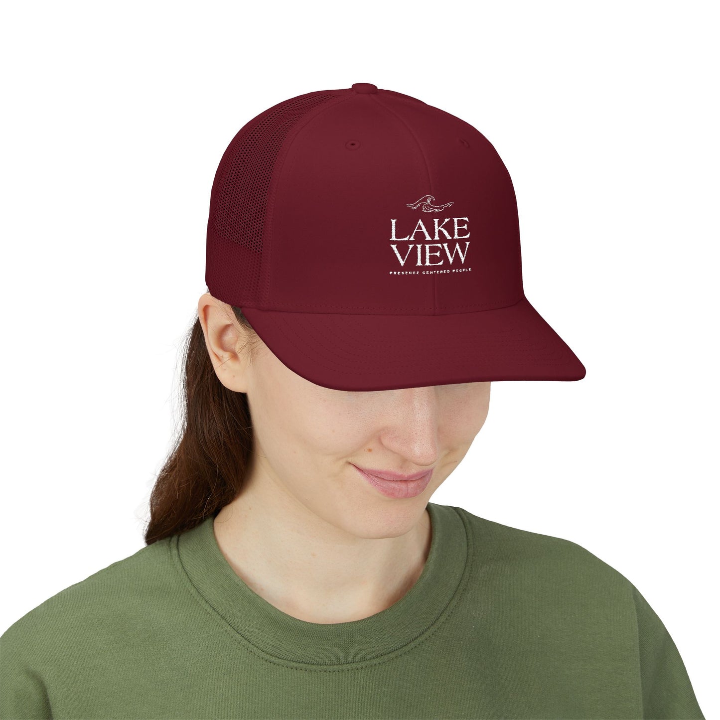 Stylish Lakeview Trucker Cap, Outdoor Hat, Custom Embroidered Cap, Perfect Gift for Nature Lovers, Summer Accessory, Adventure Gear