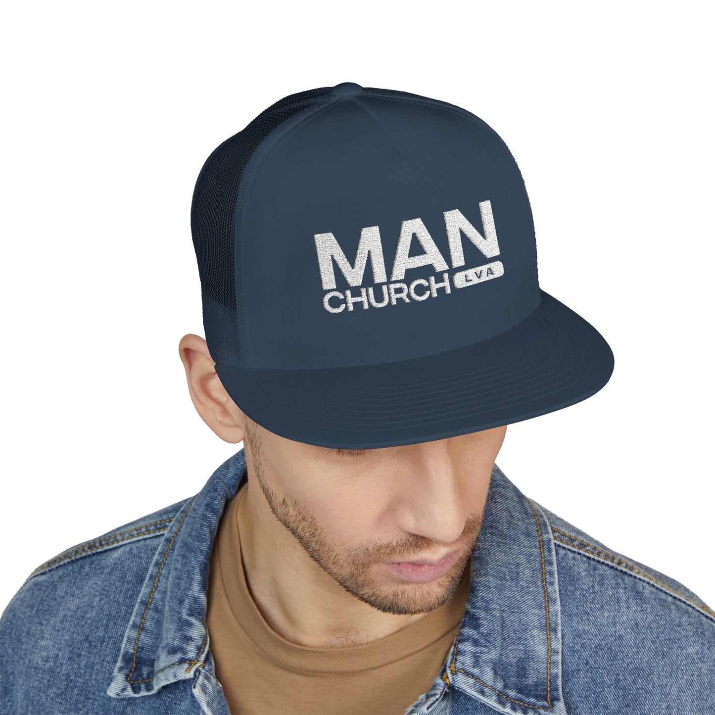 Men's Embroidered Trucker Cap - ManChurch Hat, Great for Casual Outings, Gifts, Outdoor Activities, Father’s Day, Church Events