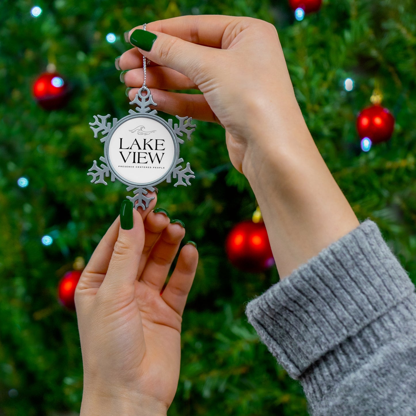 Pewter Snowflake Ornament - Holiday Decor, Christmas Tree Decoration, Personalized Gift, Winter Keepsake, Lake View Ornament
