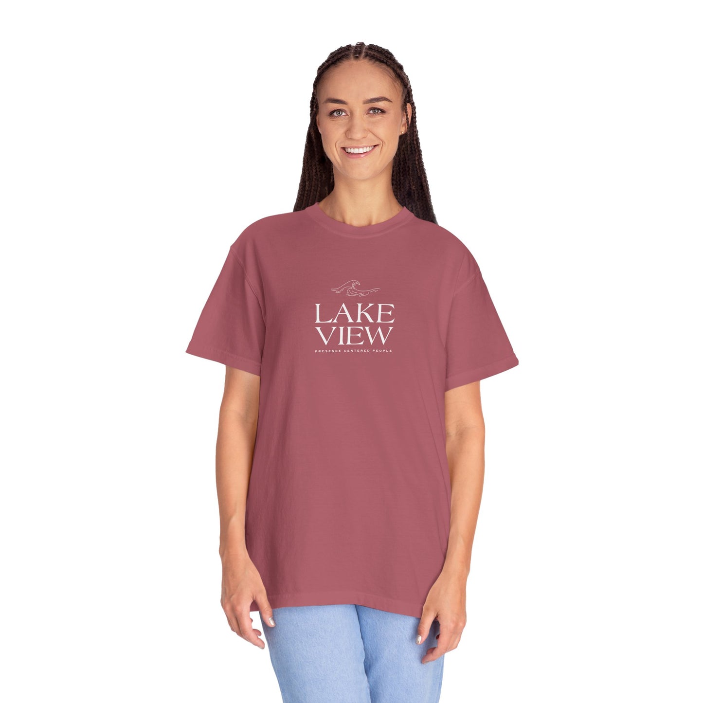 Lakeview Garment-Dyed T-shirt, Relaxed Summer Tee, Casual Outdoor Apparel, Gift for Nature Lovers, Lake House Decor