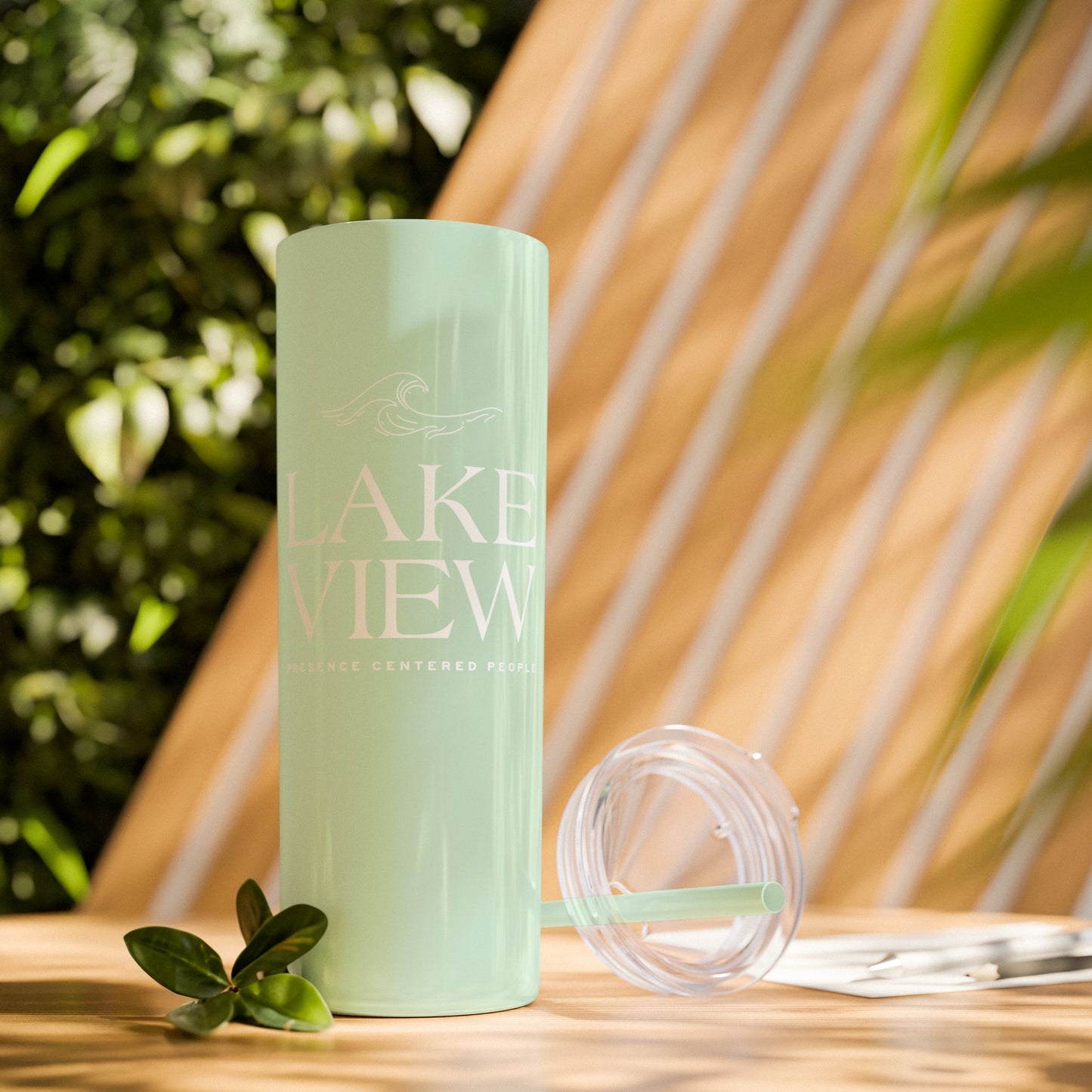 Lakeview Skinny Tumbler with Straw, 20oz | Perfect Gift for Nature Lovers, Travel Mug, Insulated Drinkware, Summer Fun, Lake House Decor