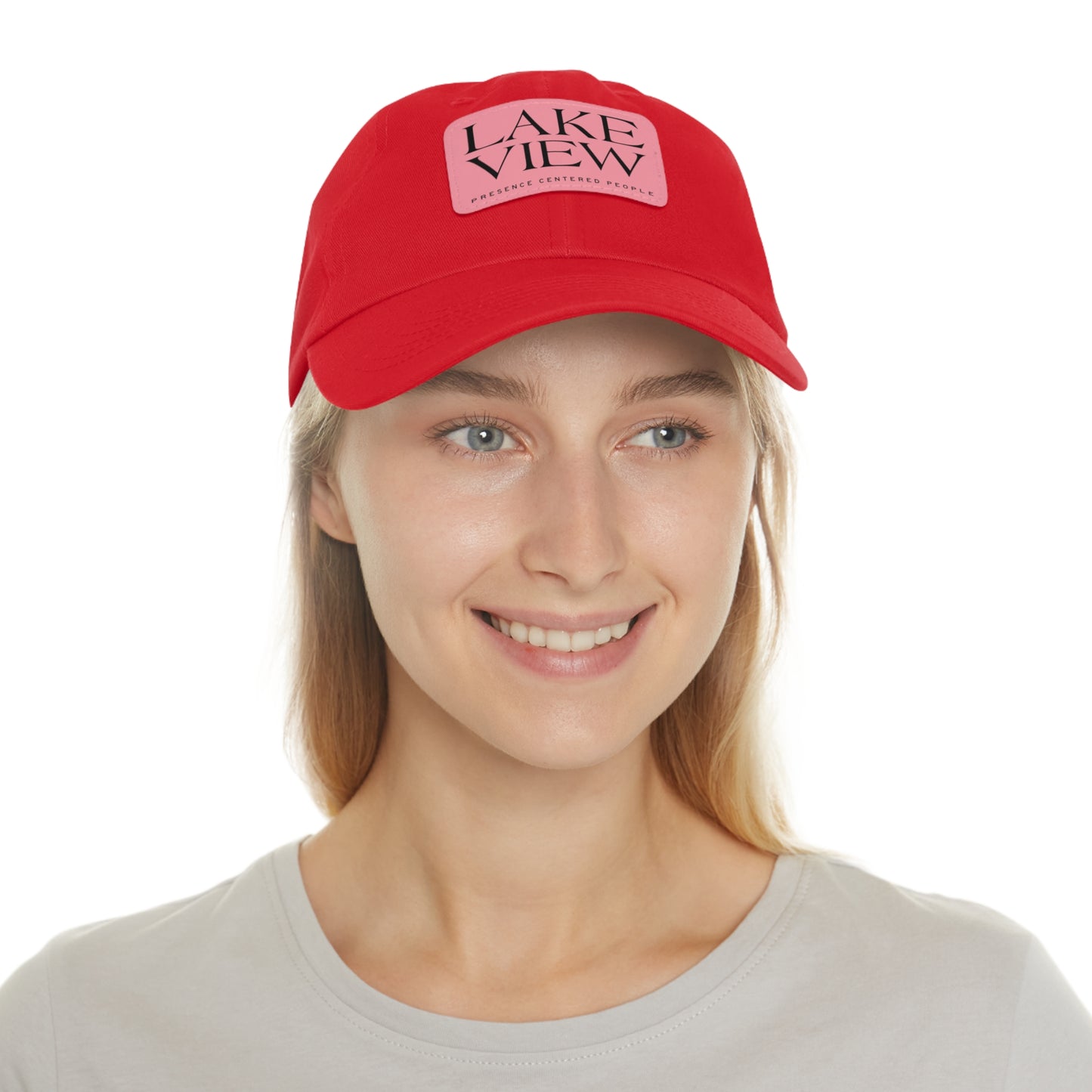 Lakeview Leather Patch Dad Hat, Casual Cotton Cap for Outdoors, Summer Style, Gift for Dad, Unisex Hat for All Occasions