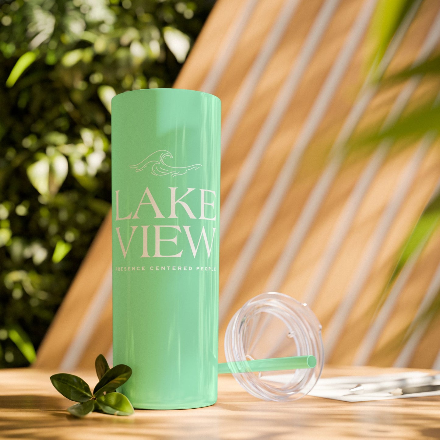 Lakeview Skinny Tumbler with Straw, 20oz | Perfect Gift for Nature Lovers, Travel Mug, Insulated Drinkware, Summer Fun, Lake House Decor