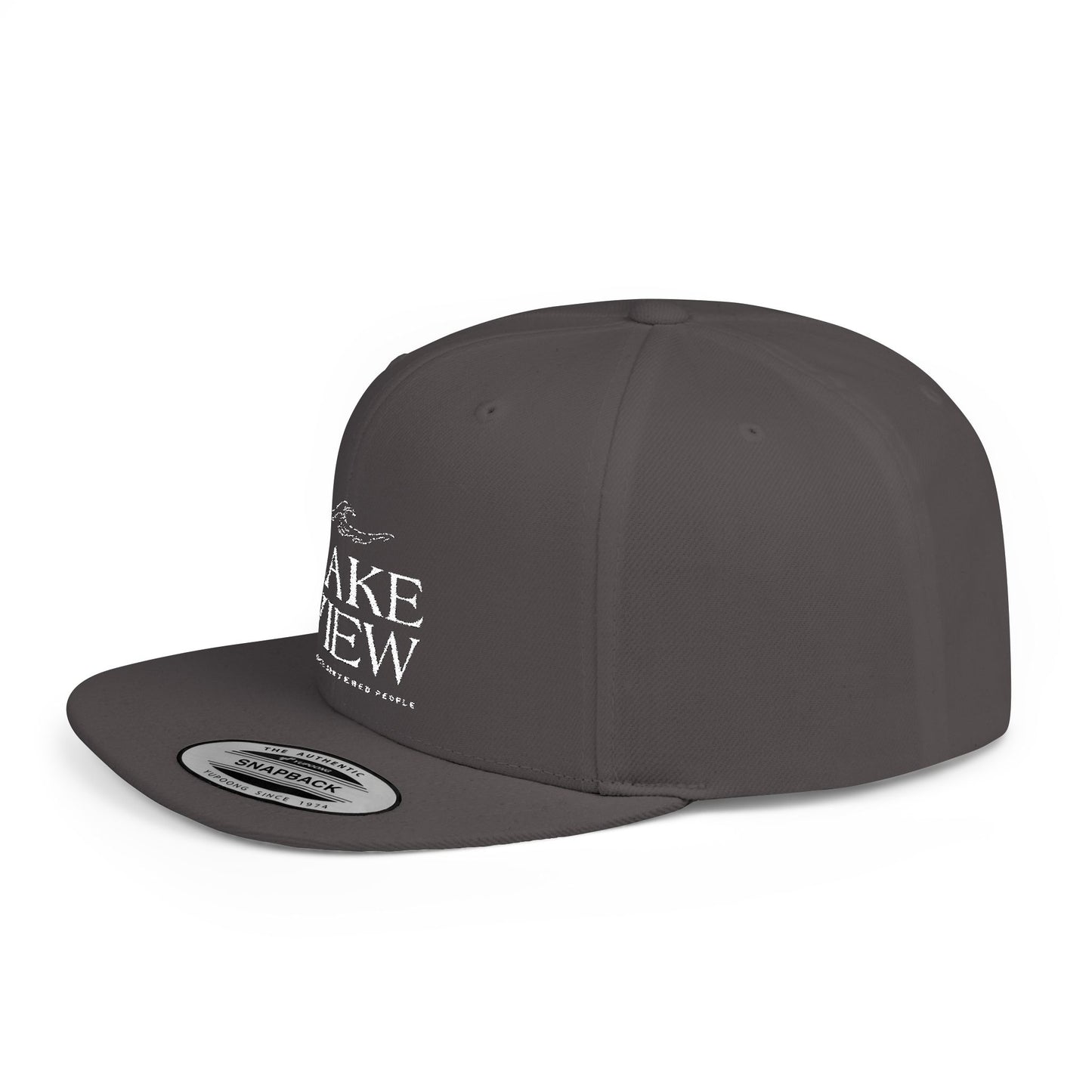 Lakeview Flat Bill Snapback Hat - Trendy Outdoor Cap for Adventure Lovers, Casual Wear, Lake Days, Gift for Nature Enthusiasts