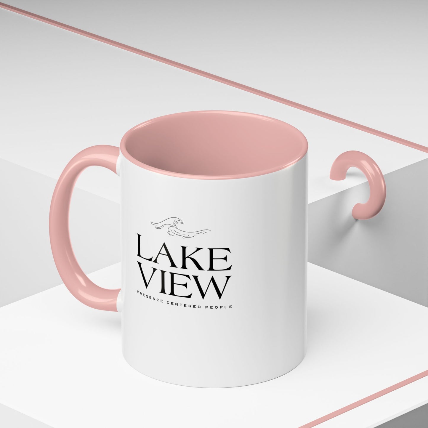 Lakeview Coffee Mug, Personalized Gift, Black Accent Mug, Home Decor, Coffee Lover Gift, Inspirational Kitchenware