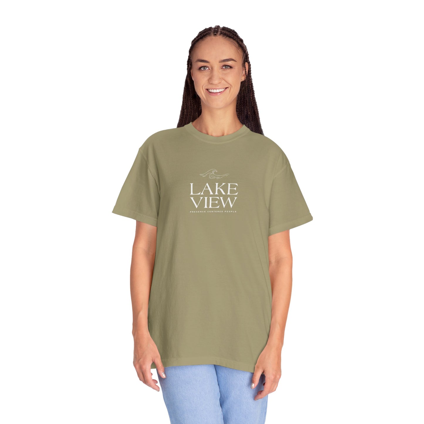 Lakeview Garment-Dyed T-shirt, Relaxed Summer Tee, Casual Outdoor Apparel, Gift for Nature Lovers, Lake House Decor