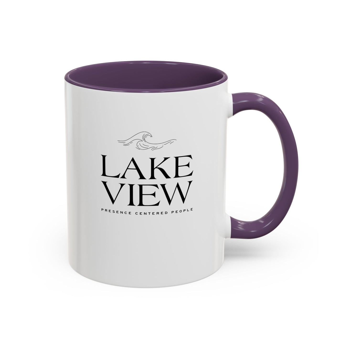 Lakeview Coffee Mug, Personalized Gift, Black Accent Mug, Home Decor, Coffee Lover Gift, Inspirational Kitchenware