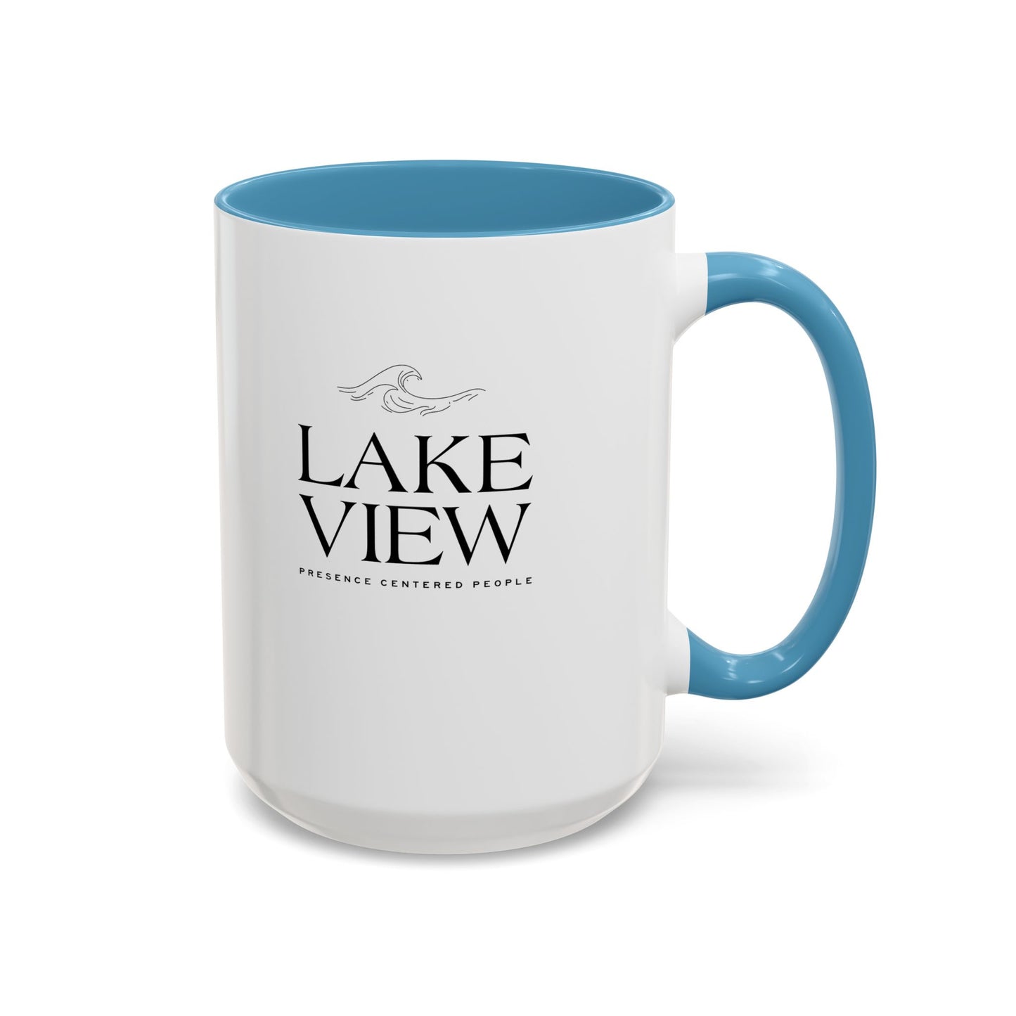 Lakeview Coffee Mug, Personalized Gift, Black Accent Mug, Home Decor, Coffee Lover Gift, Inspirational Kitchenware
