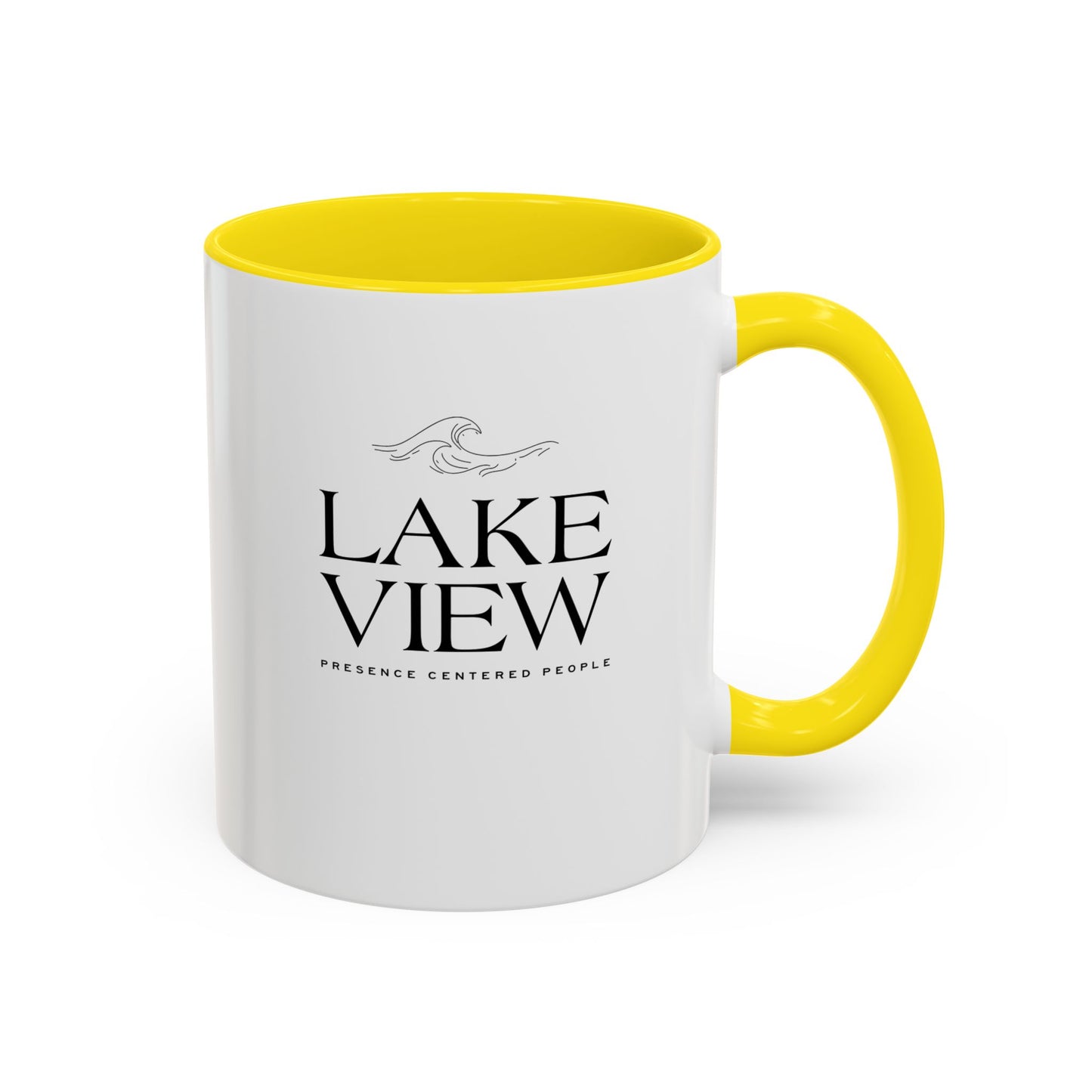 Lakeview Coffee Mug, Personalized Gift, Black Accent Mug, Home Decor, Coffee Lover Gift, Inspirational Kitchenware
