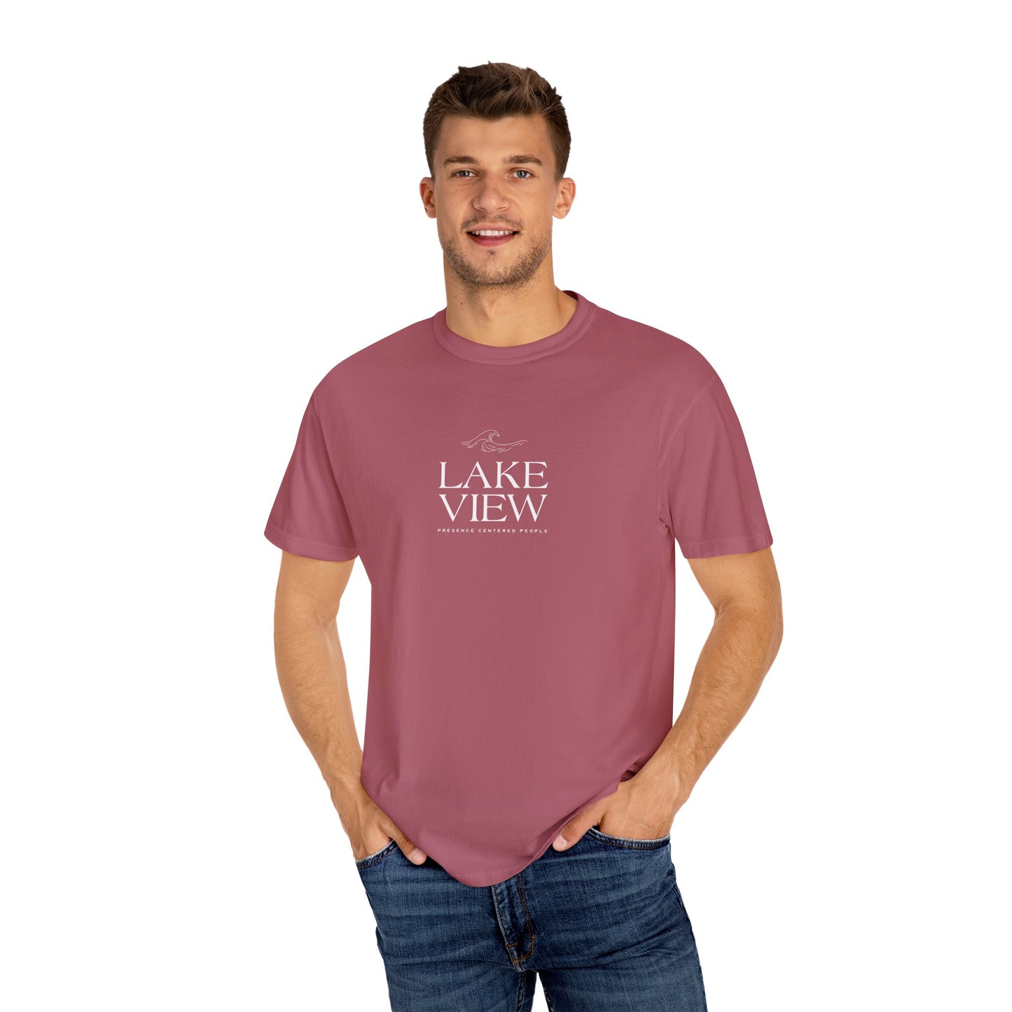 Lakeview Garment-Dyed T-shirt, Relaxed Summer Tee, Casual Outdoor Apparel, Gift for Nature Lovers, Lake House Decor
