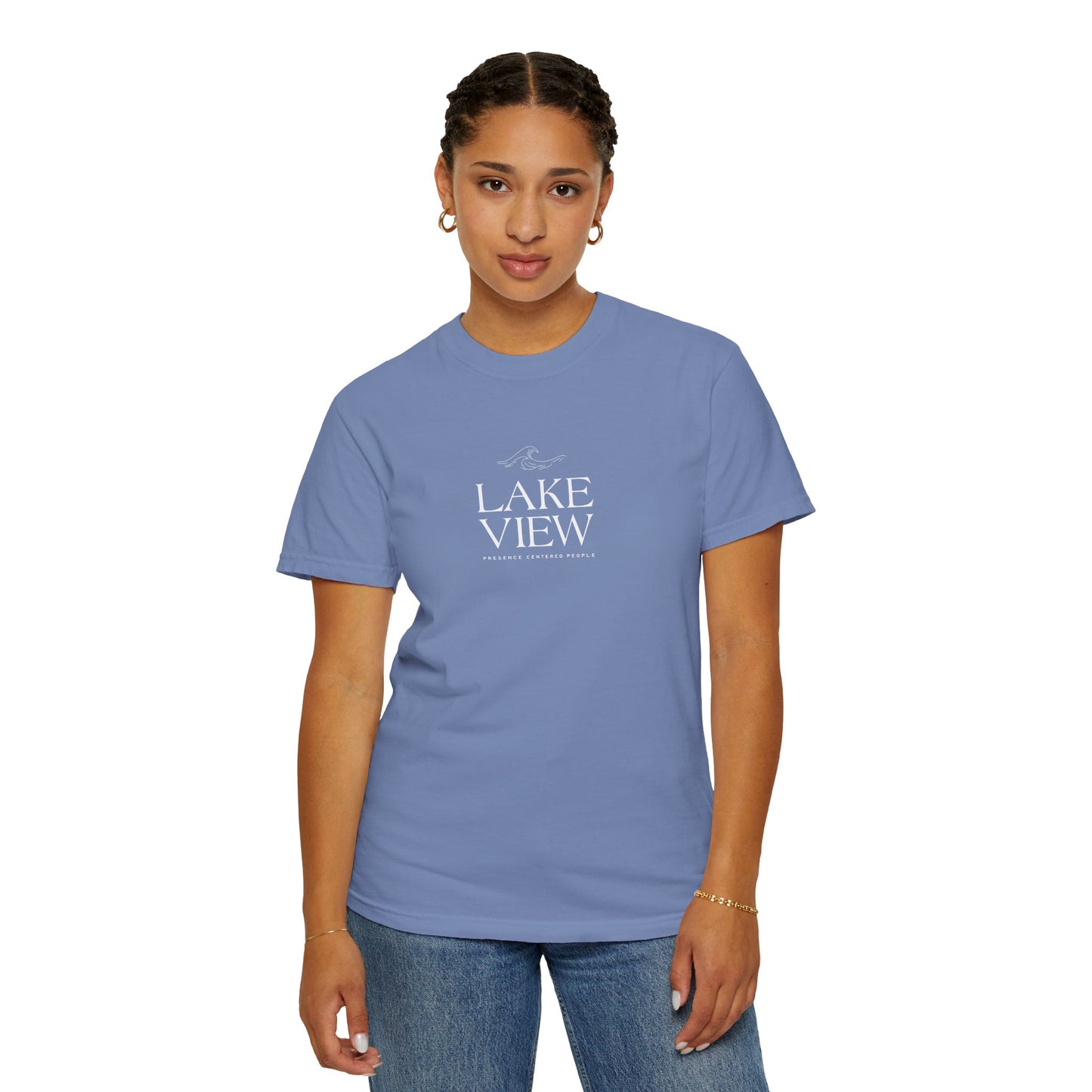 Lakeview Garment-Dyed T-shirt, Relaxed Summer Tee, Casual Outdoor Apparel, Gift for Nature Lovers, Lake House Decor