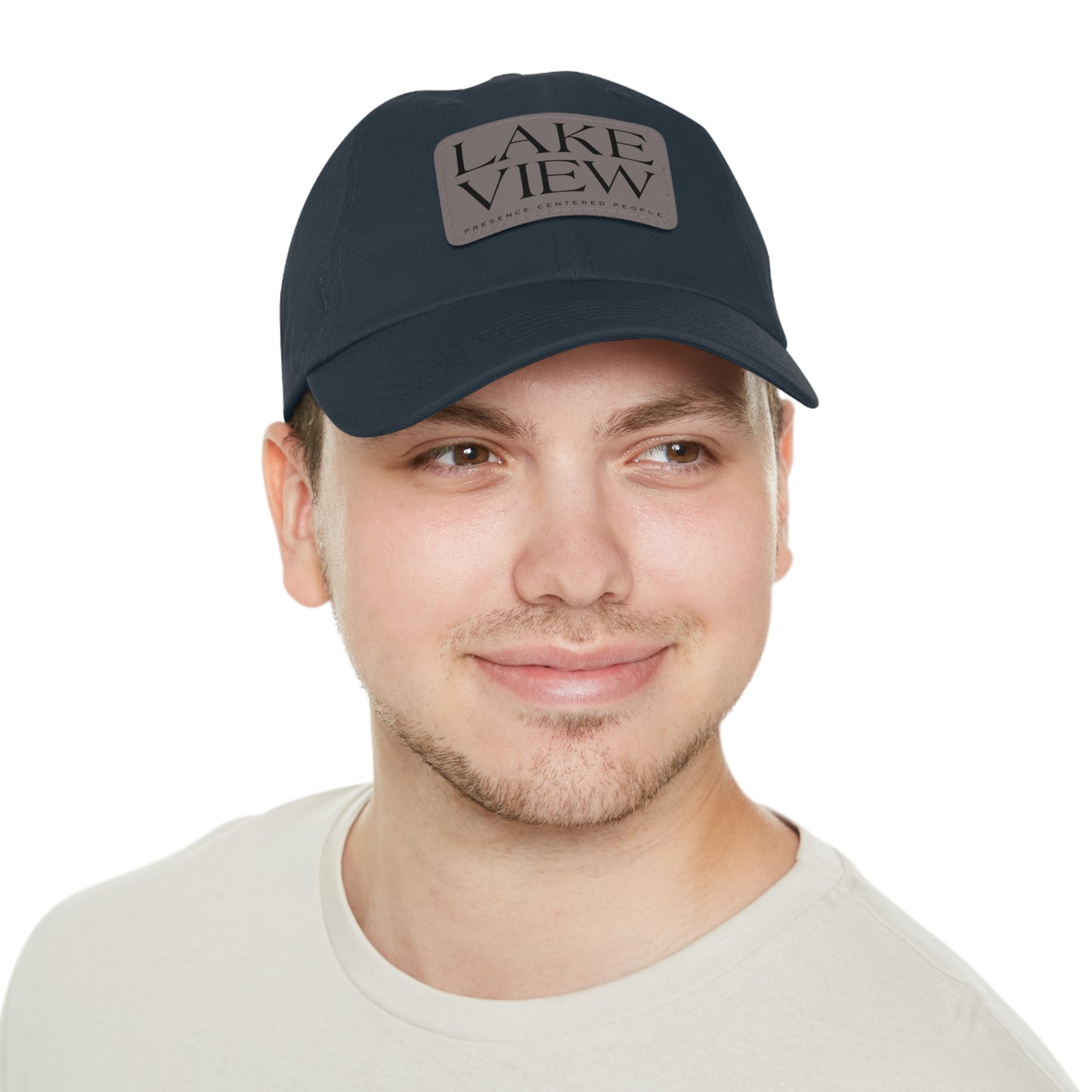 Lakeview Leather Patch Dad Hat, Casual Cotton Cap for Outdoors, Summer Style, Gift for Dad, Unisex Hat for All Occasions