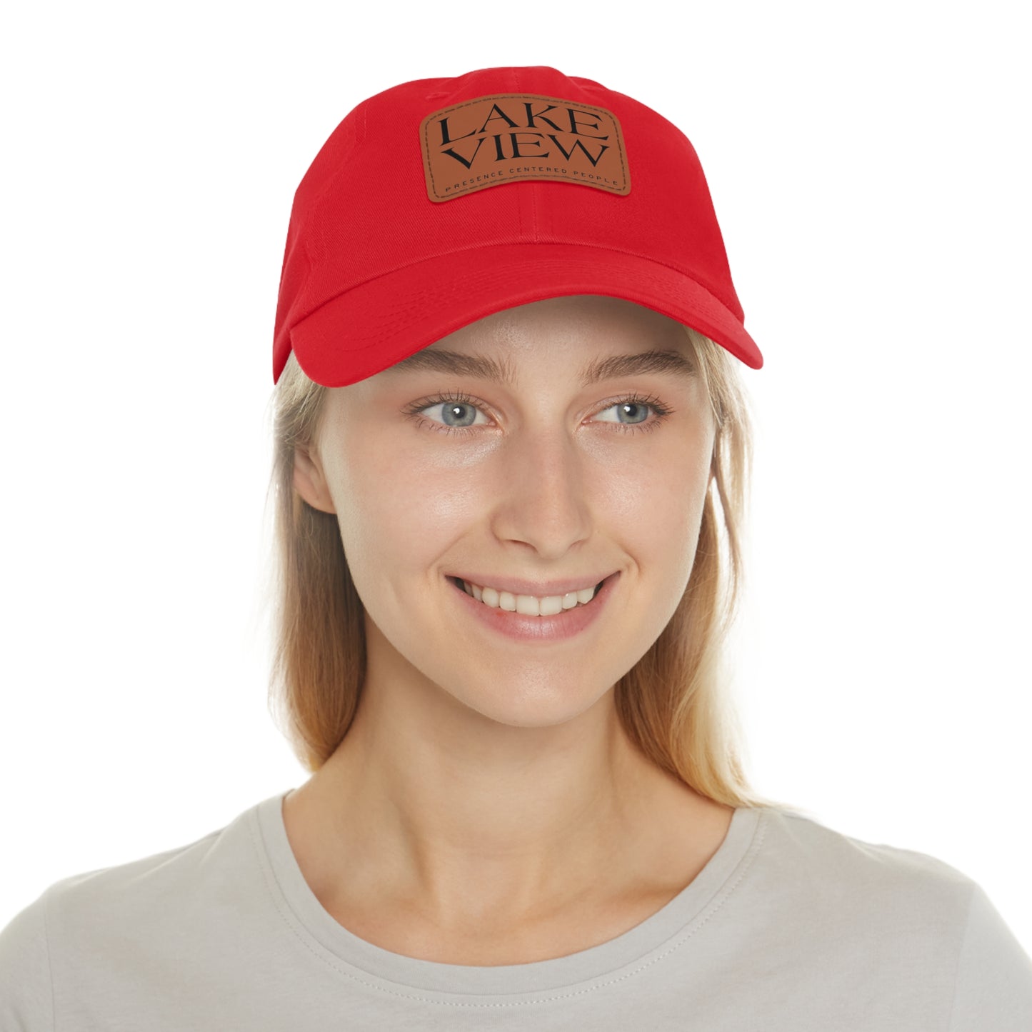 Lakeview Leather Patch Dad Hat, Casual Cotton Cap for Outdoors, Summer Style, Gift for Dad, Unisex Hat for All Occasions