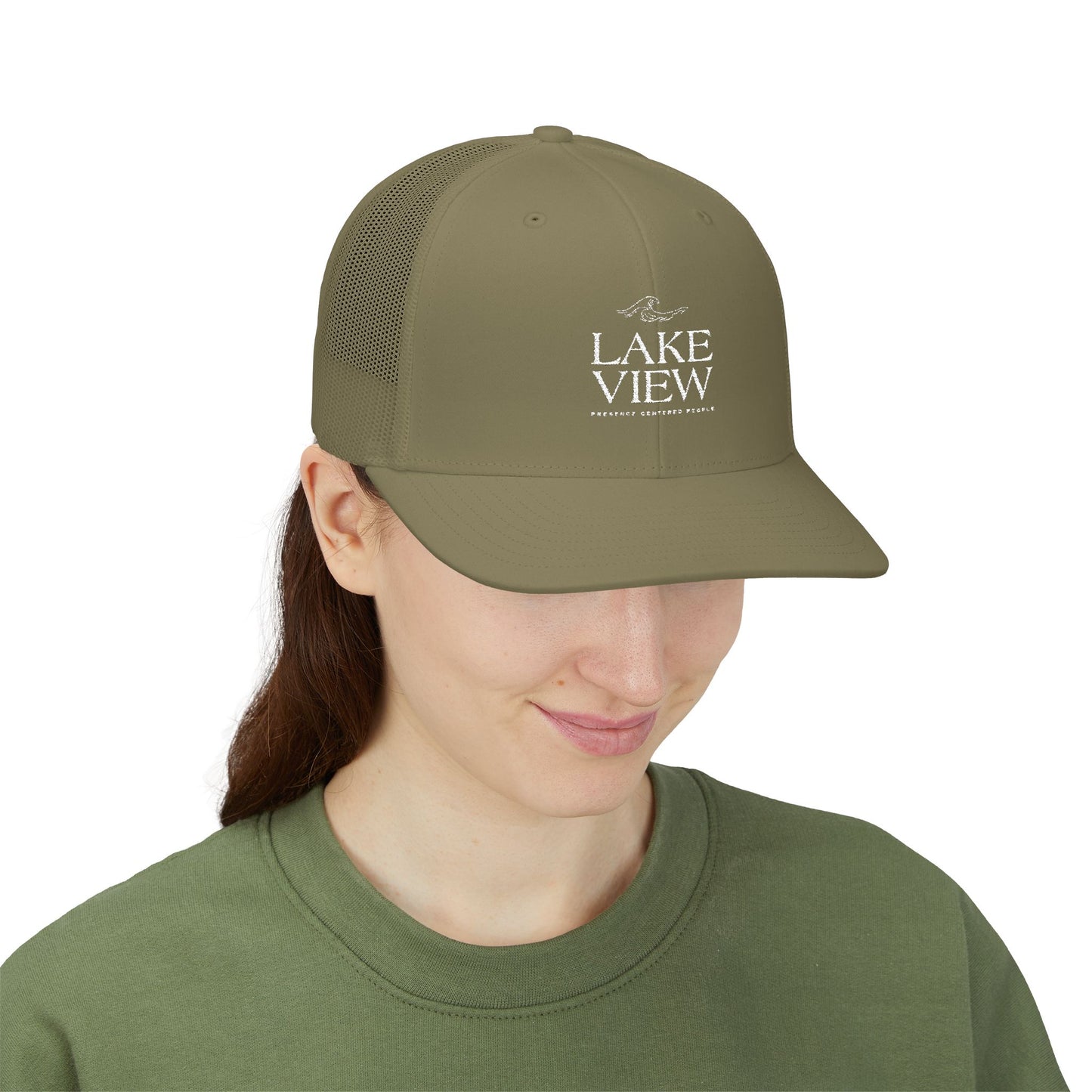 Stylish Lakeview Trucker Cap, Outdoor Hat, Custom Embroidered Cap, Perfect Gift for Nature Lovers, Summer Accessory, Adventure Gear