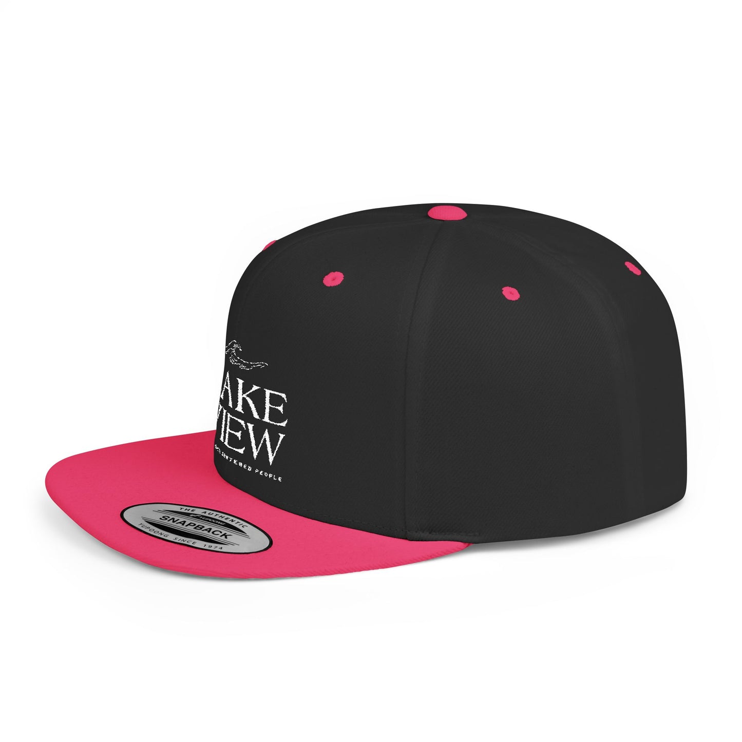 Lakeview Flat Bill Snapback Hat - Trendy Outdoor Cap for Adventure Lovers, Casual Wear, Lake Days, Gift for Nature Enthusiasts