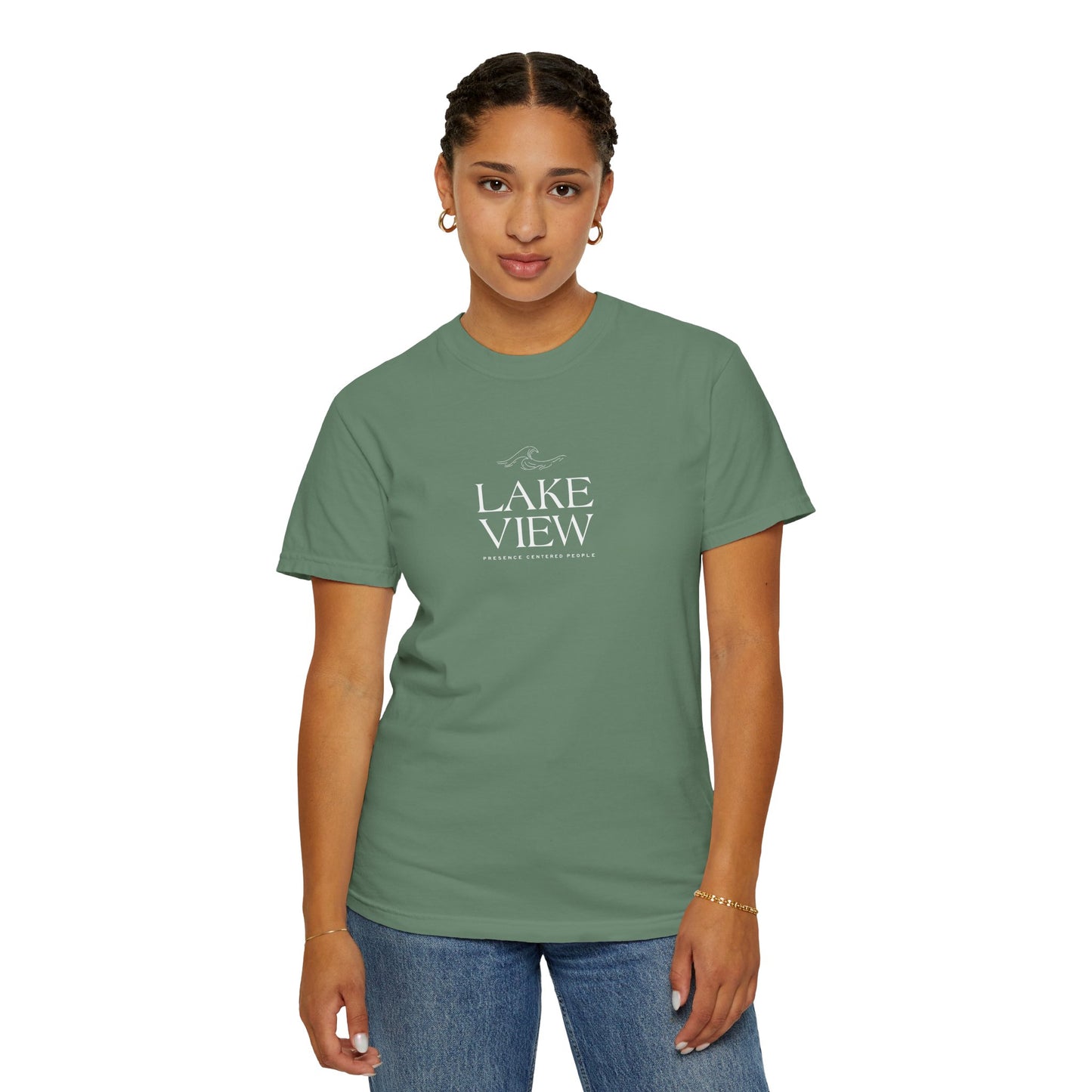 Lakeview Garment-Dyed T-shirt, Relaxed Summer Tee, Casual Outdoor Apparel, Gift for Nature Lovers, Lake House Decor
