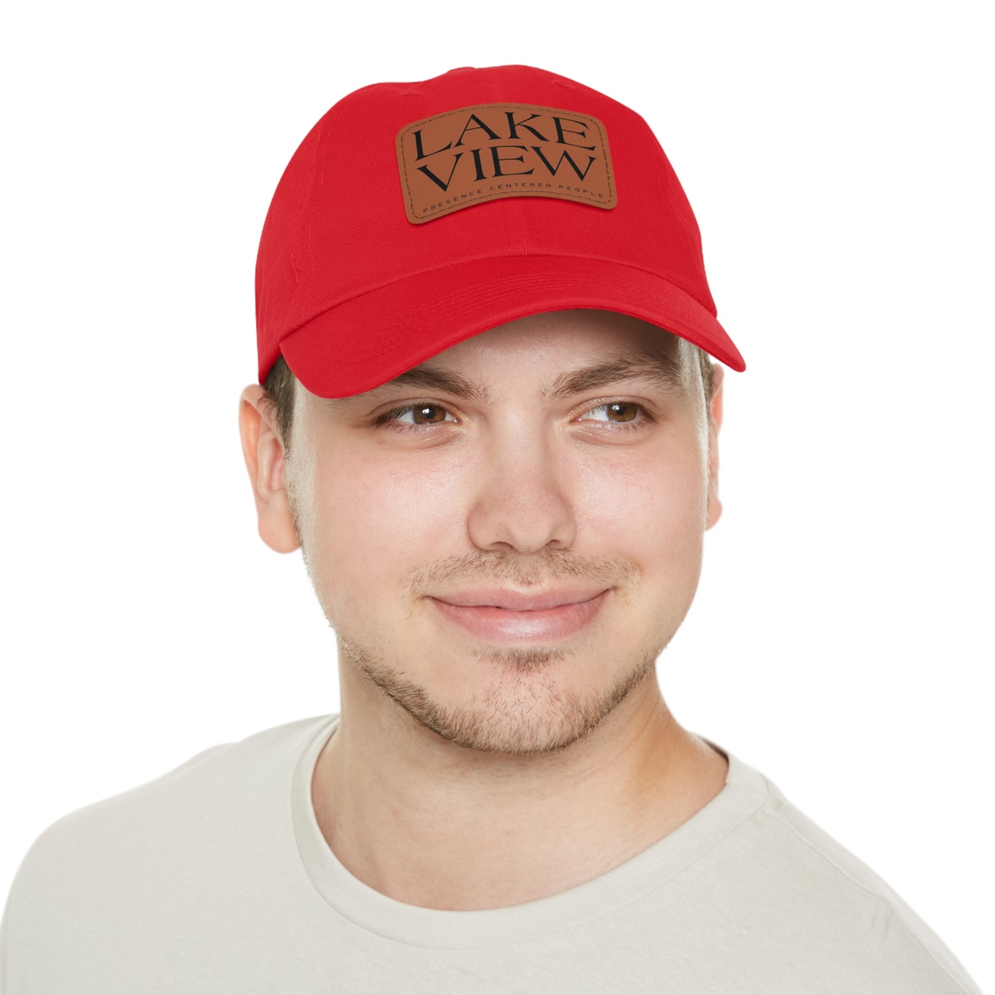 Lakeview Leather Patch Dad Hat, Casual Cotton Cap for Outdoors, Summer Style, Gift for Dad, Unisex Hat for All Occasions