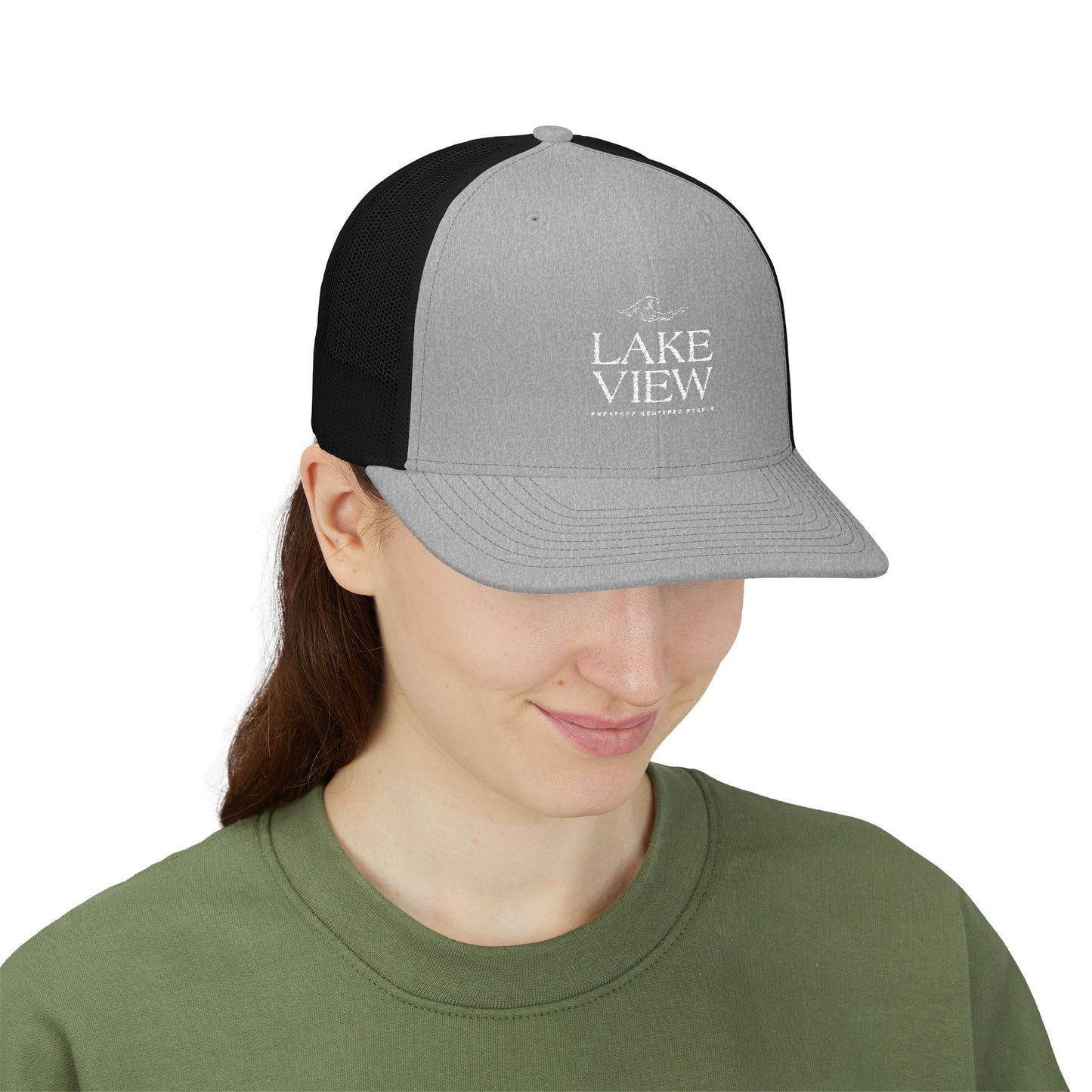 Stylish Lakeview Trucker Cap, Outdoor Hat, Custom Embroidered Cap, Perfect Gift for Nature Lovers, Summer Accessory, Adventure Gear