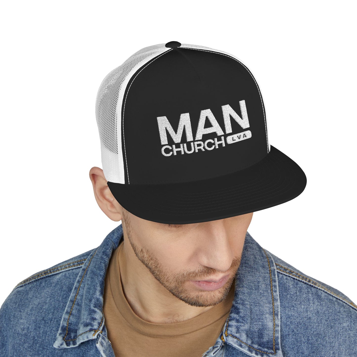 Men's Embroidered Trucker Cap - ManChurch Hat, Great for Casual Outings, Gifts, Outdoor Activities, Father’s Day, Church Events