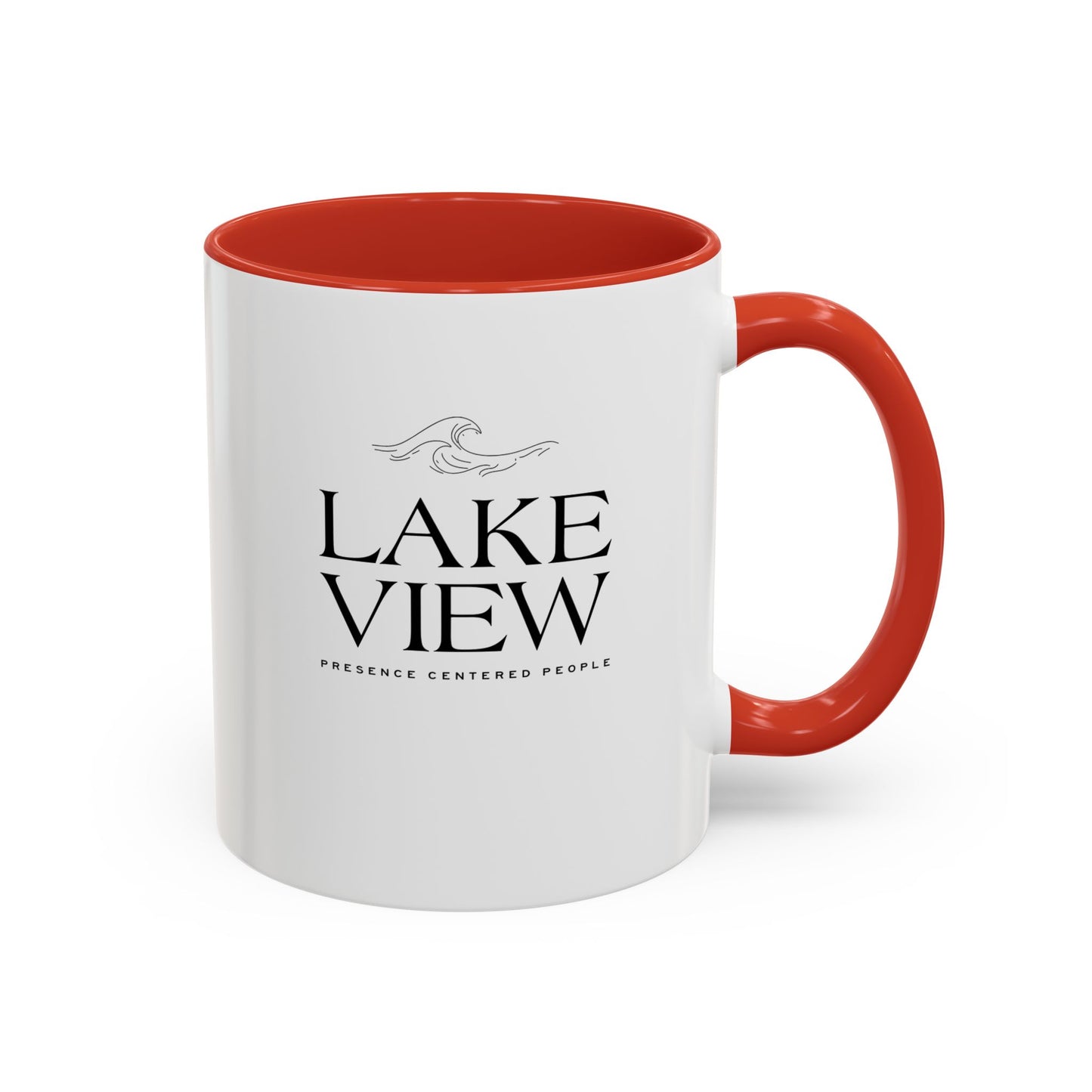 Lakeview Coffee Mug, Personalized Gift, Black Accent Mug, Home Decor, Coffee Lover Gift, Inspirational Kitchenware