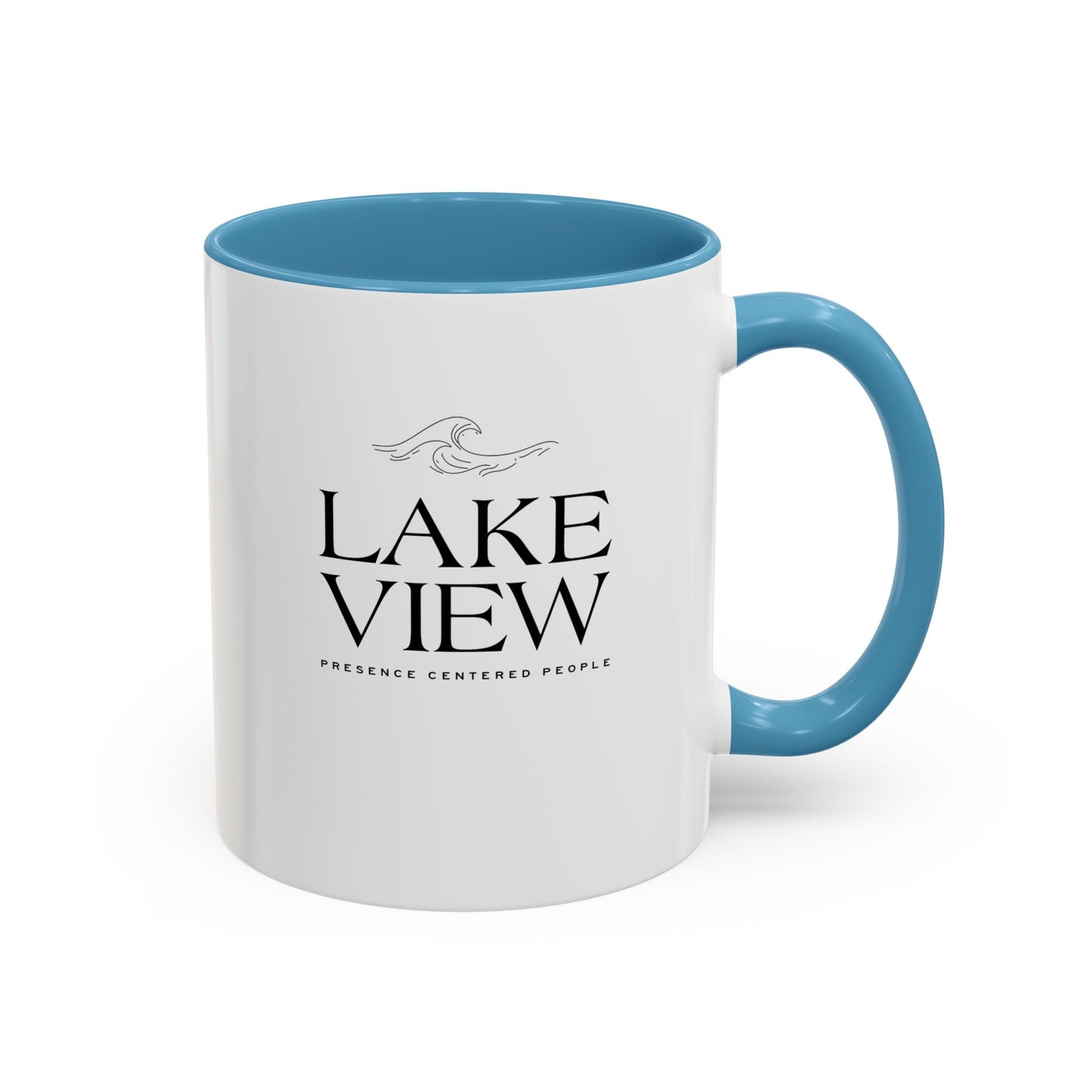 Lakeview Coffee Mug, Personalized Gift, Black Accent Mug, Home Decor, Coffee Lover Gift, Inspirational Kitchenware