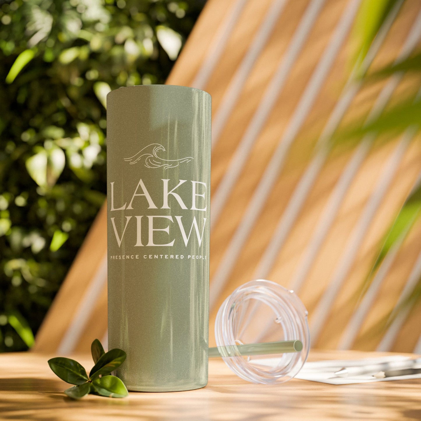 Lakeview Skinny Tumbler with Straw, 20oz | Perfect Gift for Nature Lovers, Travel Mug, Insulated Drinkware, Summer Fun, Lake House Decor