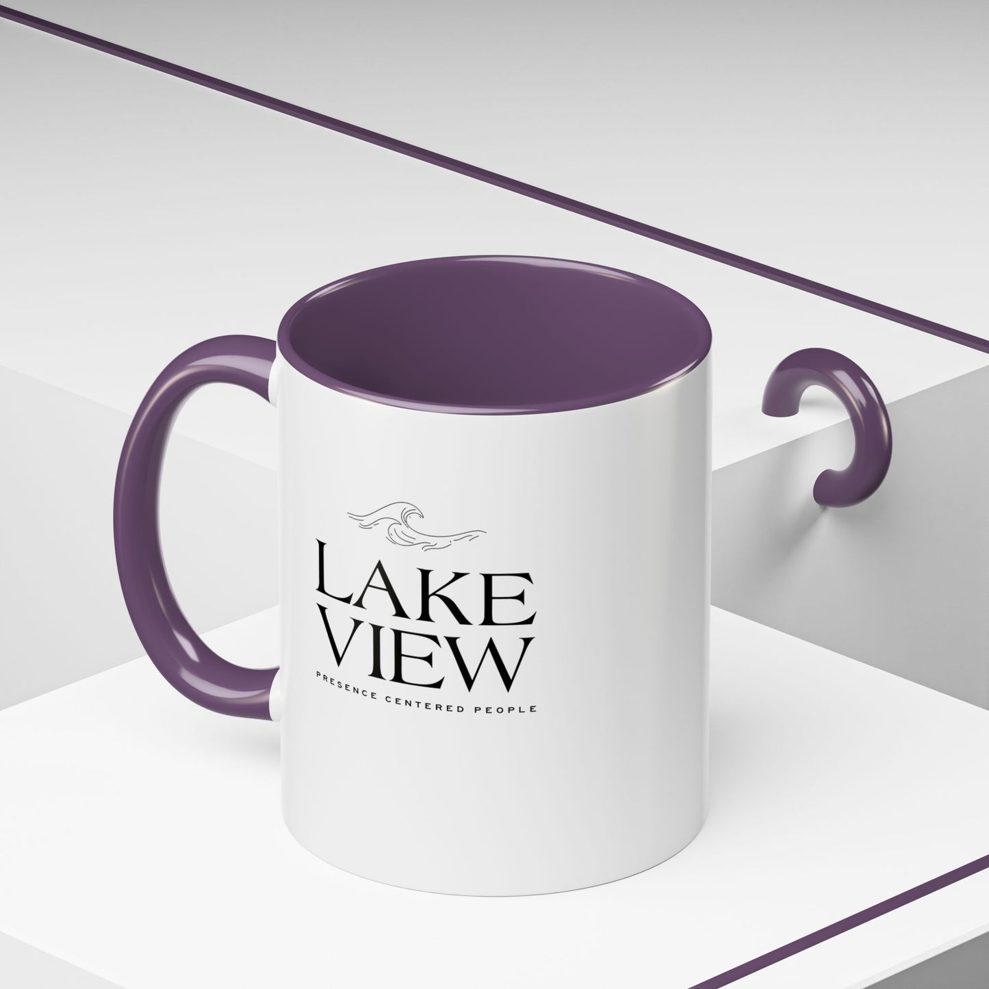 Lakeview Coffee Mug, Personalized Gift, Black Accent Mug, Home Decor, Coffee Lover Gift, Inspirational Kitchenware