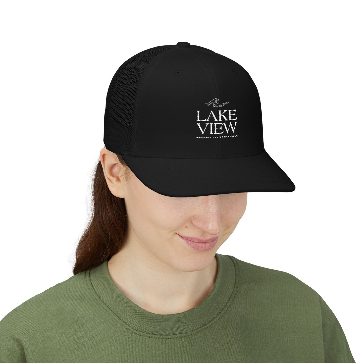 Stylish Lakeview Trucker Cap, Outdoor Hat, Custom Embroidered Cap, Perfect Gift for Nature Lovers, Summer Accessory, Adventure Gear