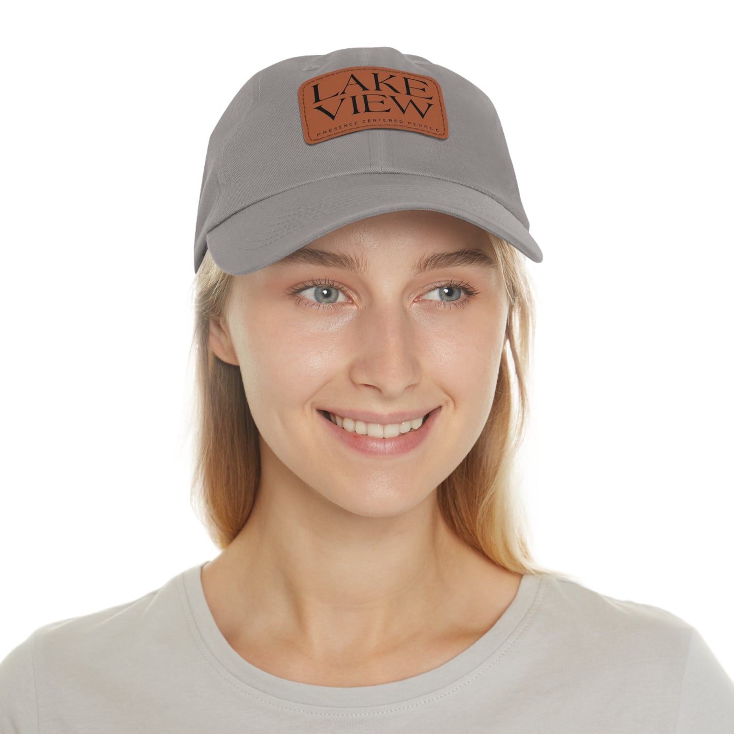Lakeview Leather Patch Dad Hat, Casual Cotton Cap for Outdoors, Summer Style, Gift for Dad, Unisex Hat for All Occasions