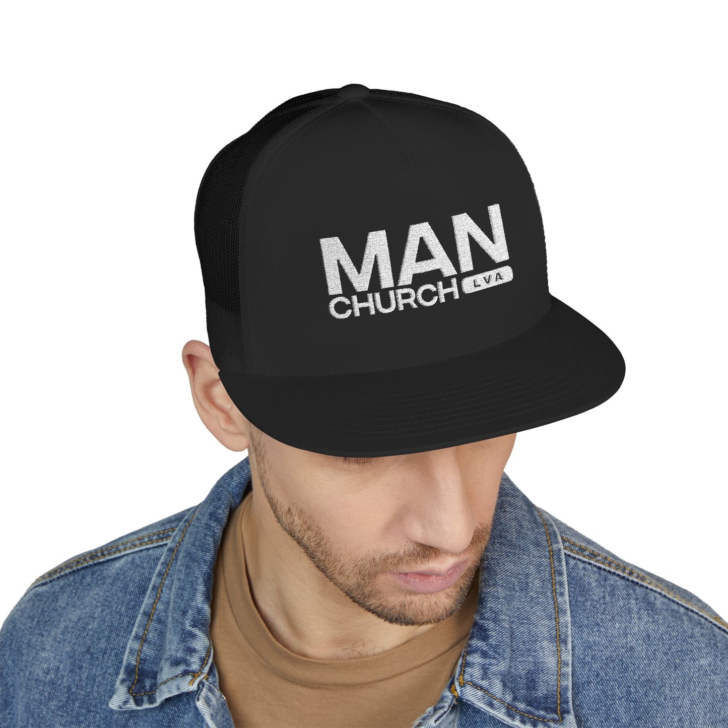 Men's Embroidered Trucker Cap - ManChurch Hat, Great for Casual Outings, Gifts, Outdoor Activities, Father’s Day, Church Events
