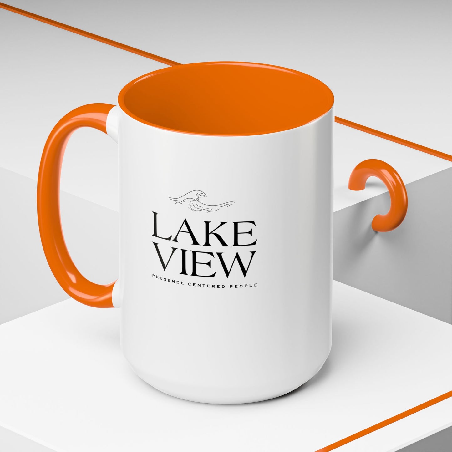 Lakeview Coffee Mug, Personalized Gift, Black Accent Mug, Home Decor, Coffee Lover Gift, Inspirational Kitchenware