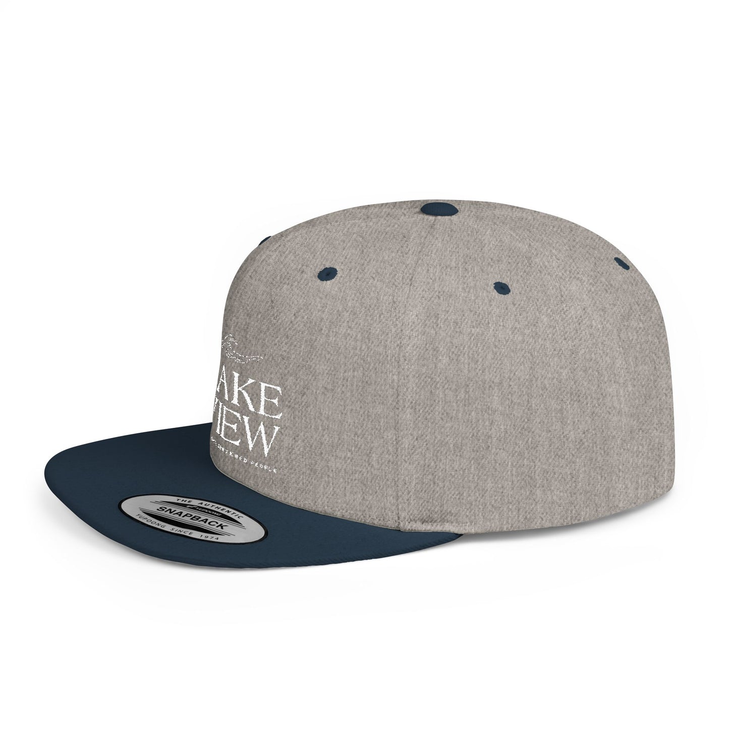 Lakeview Flat Bill Snapback Hat - Trendy Outdoor Cap for Adventure Lovers, Casual Wear, Lake Days, Gift for Nature Enthusiasts