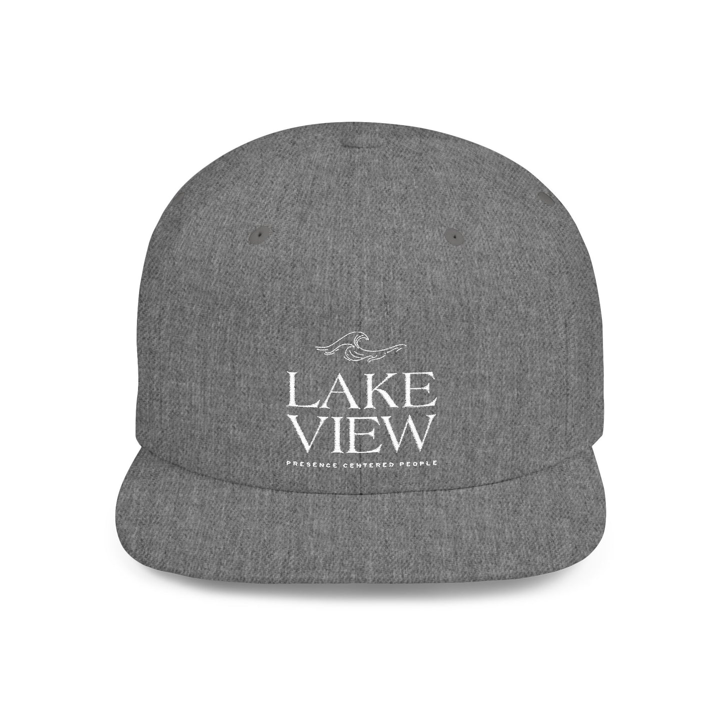 Lakeview Flat Bill Snapback Hat - Trendy Outdoor Cap for Adventure Lovers, Casual Wear, Lake Days, Gift for Nature Enthusiasts